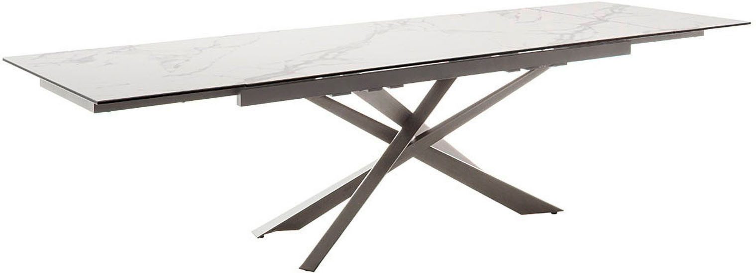 MCA furniture Eettafel TESERO uitschuifbare tafel 200-300 cm Keramiek, roestvrij staal, marmer-look, uittrekbaar, belastbaar tot 100 kg, 10-12 personen