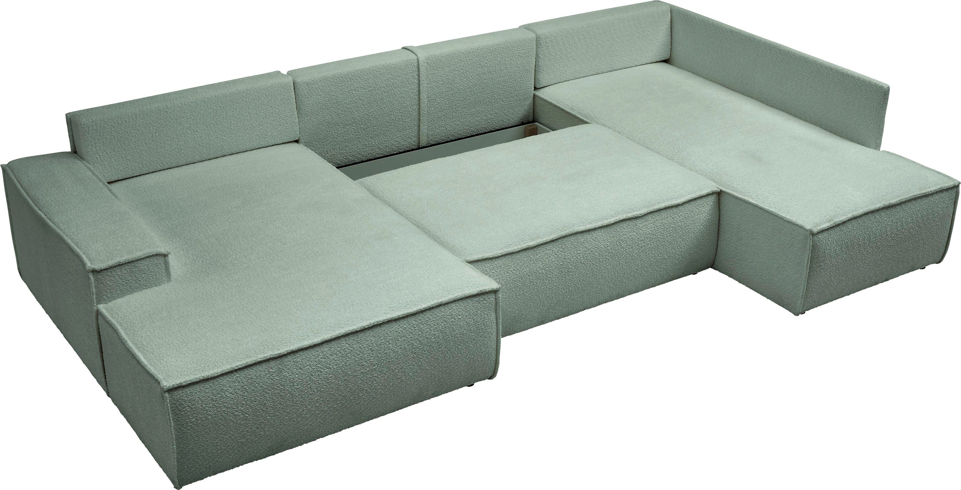 andas Zithoek FINNLEY U-model XXL 329 cm, bedbank, slaapfunctie m. bedkist