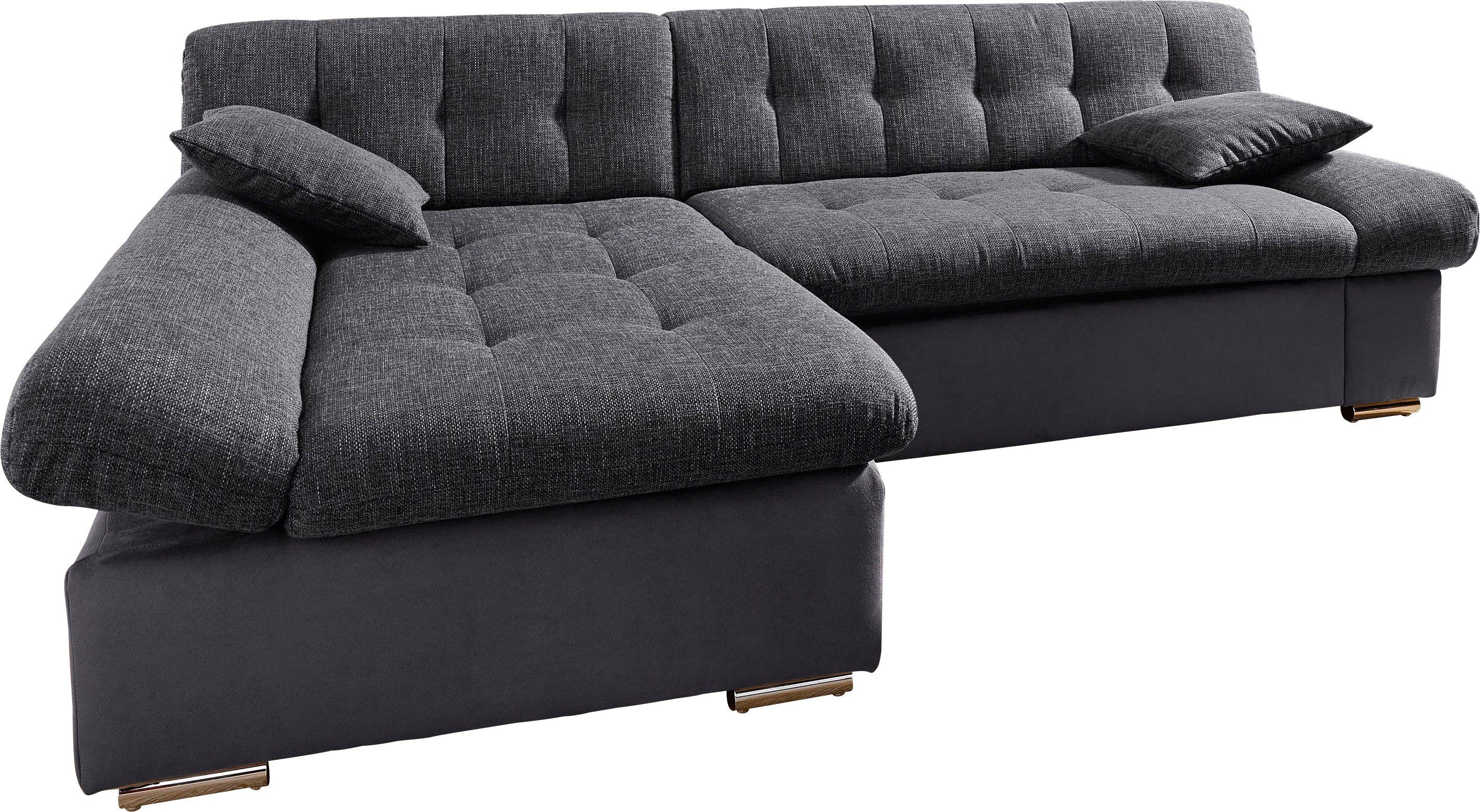 TRENDMANUFAKTUR Hoekbank Reggae, modern en comfortabel, actuele materiaalcombinatie, L-vorm zwart, hoekbanken, Récamier links, Met slaapfunctie
