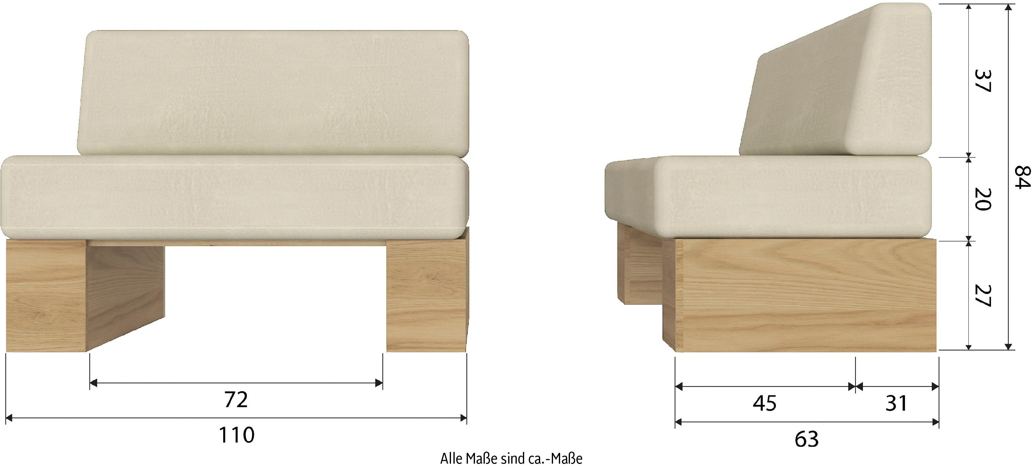 WOOOD Eetbank Dine Bank, met comfortabele zitkussens, breedte 200 cm