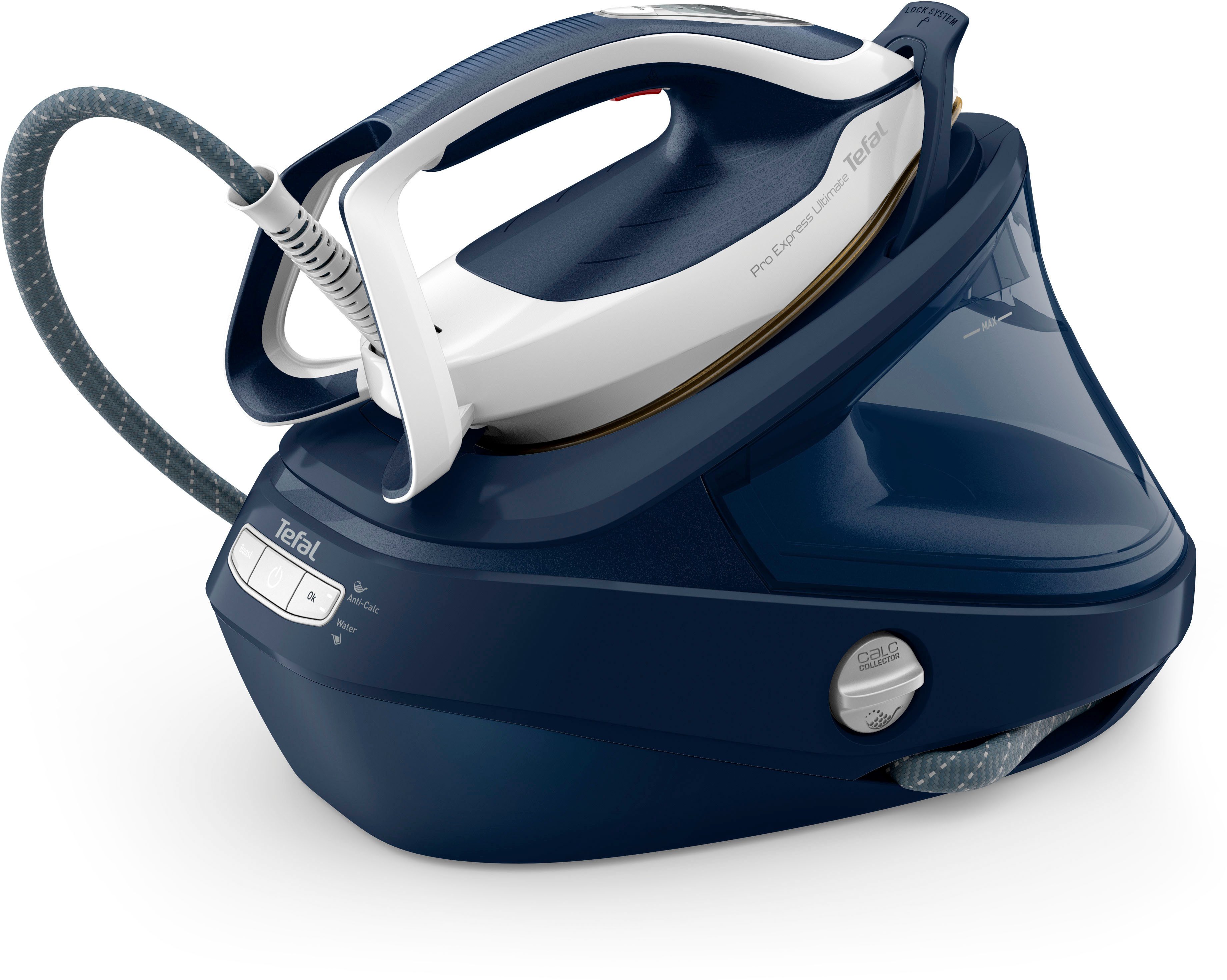 Tefal Stoomstrijkstation Pro Express Ultimate, 8-bar druk, afneembare kalkcollector, constante stoomafgifte 170 g/min., stoomstoot 590 g/min., gv9720