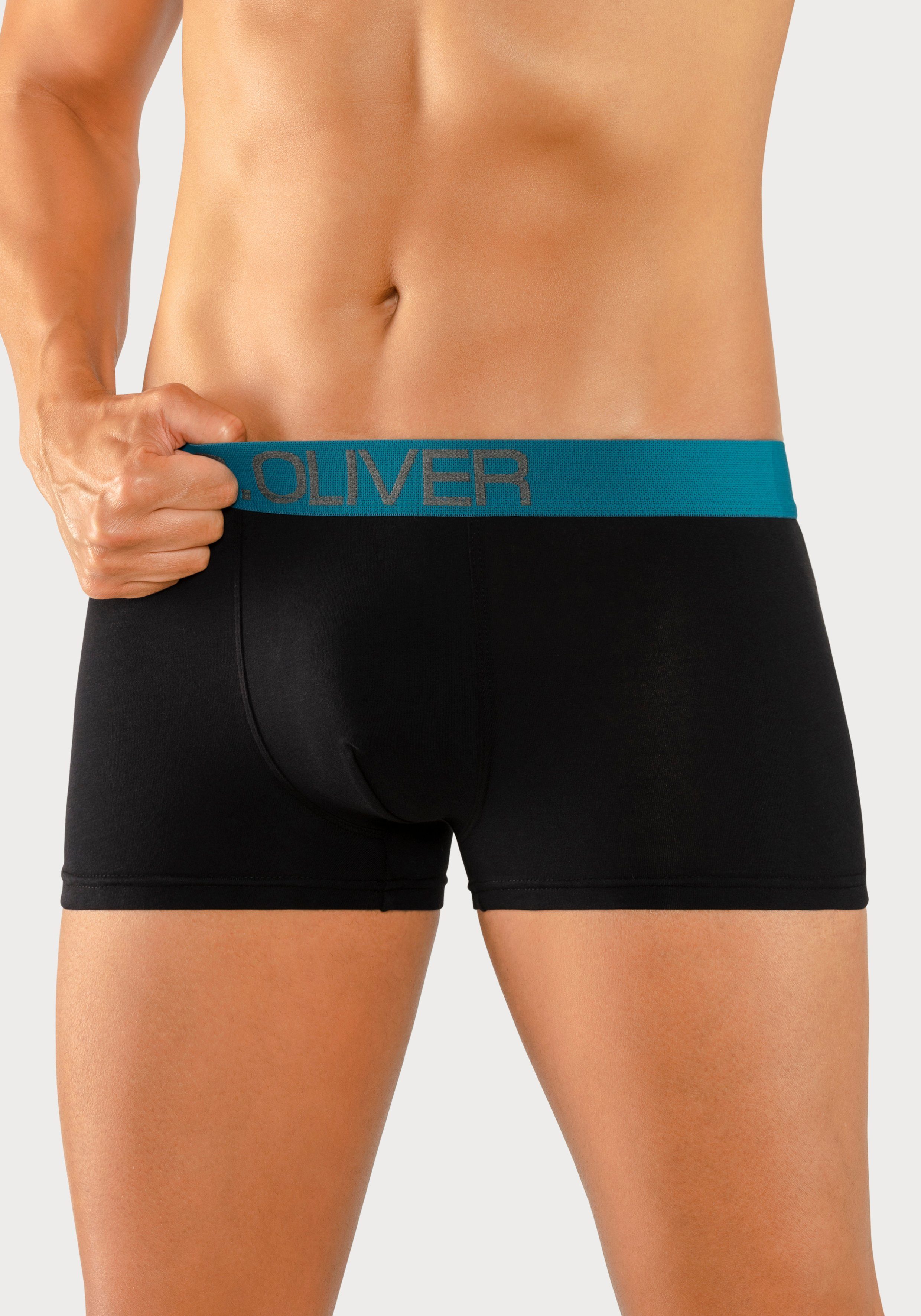 s.Oliver RED LABEL Beachwear Hipster strak zittende boxershorts voor heren van katoenmix (set, 4 stuks)