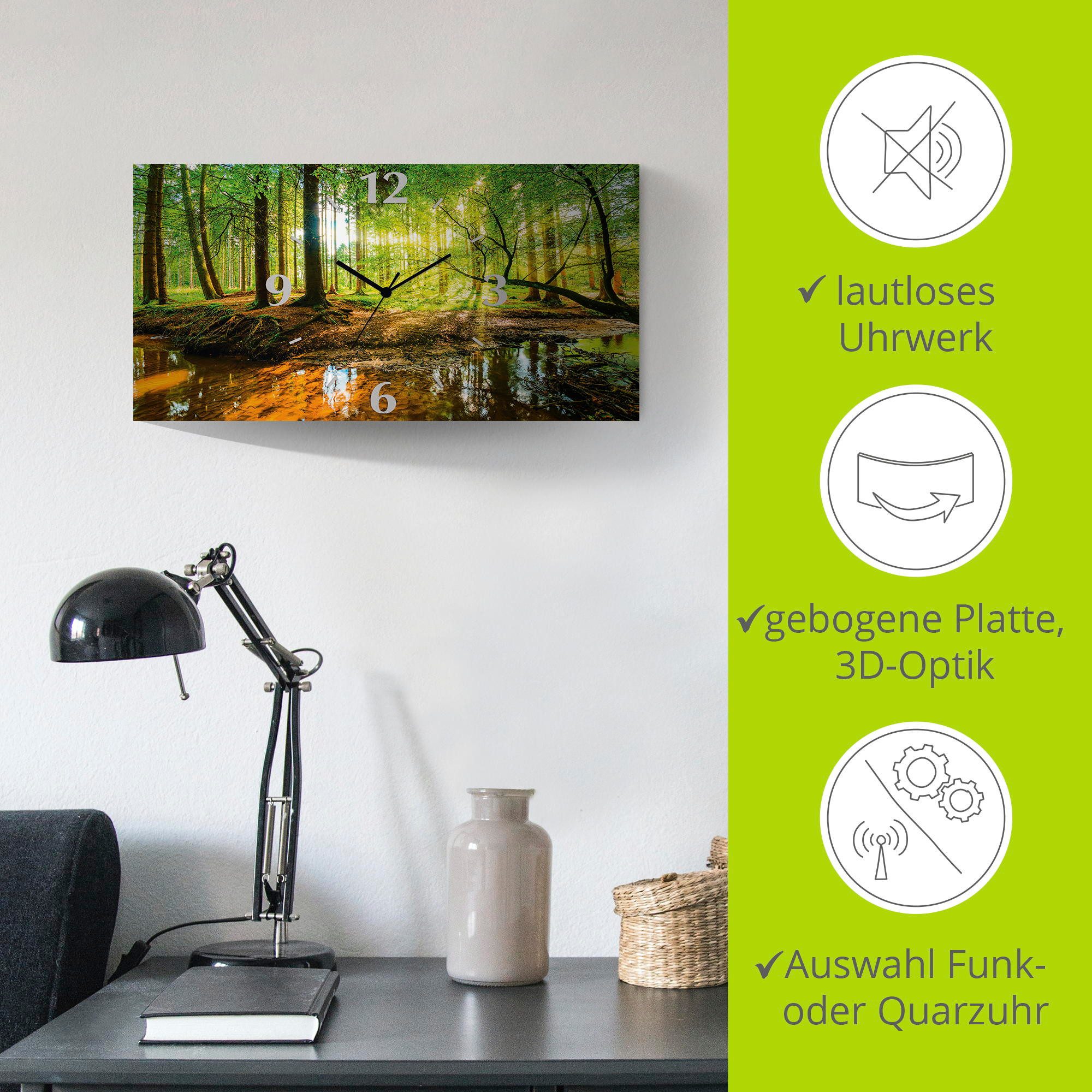 Artland Wandklok Bos met beek 3d-look geschulpt, met kwarts- of radiografisch uurwerk, verschillende maten