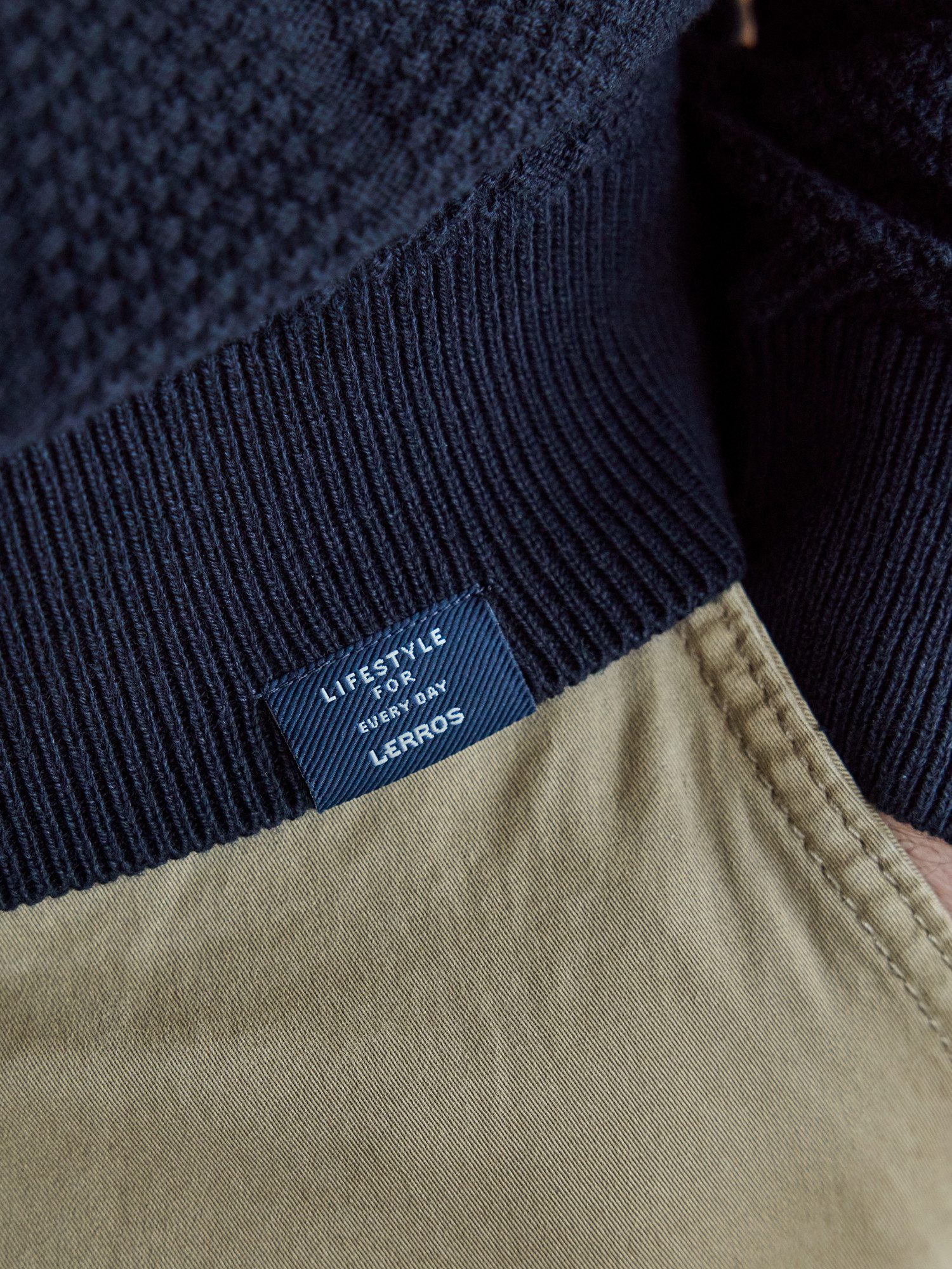 Lerros Gebreide trui LERROS Gebreide polo met brede ribbel