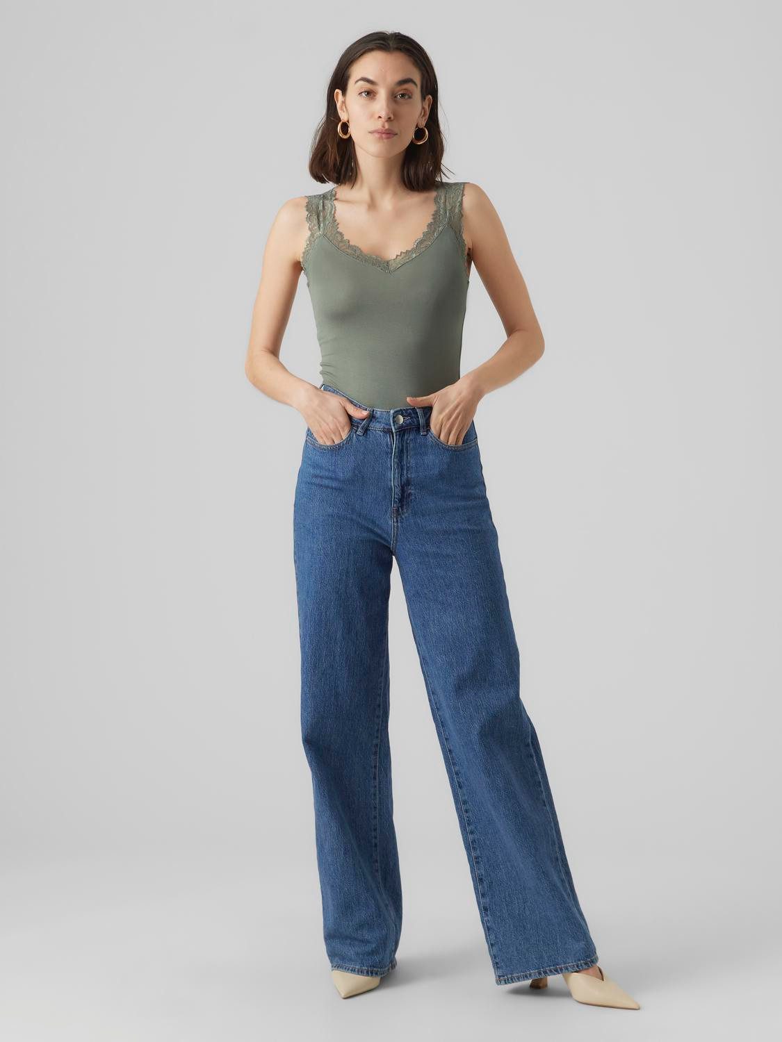 Vero Moda Kanten top VMROSA SL TOP JRS NOOS