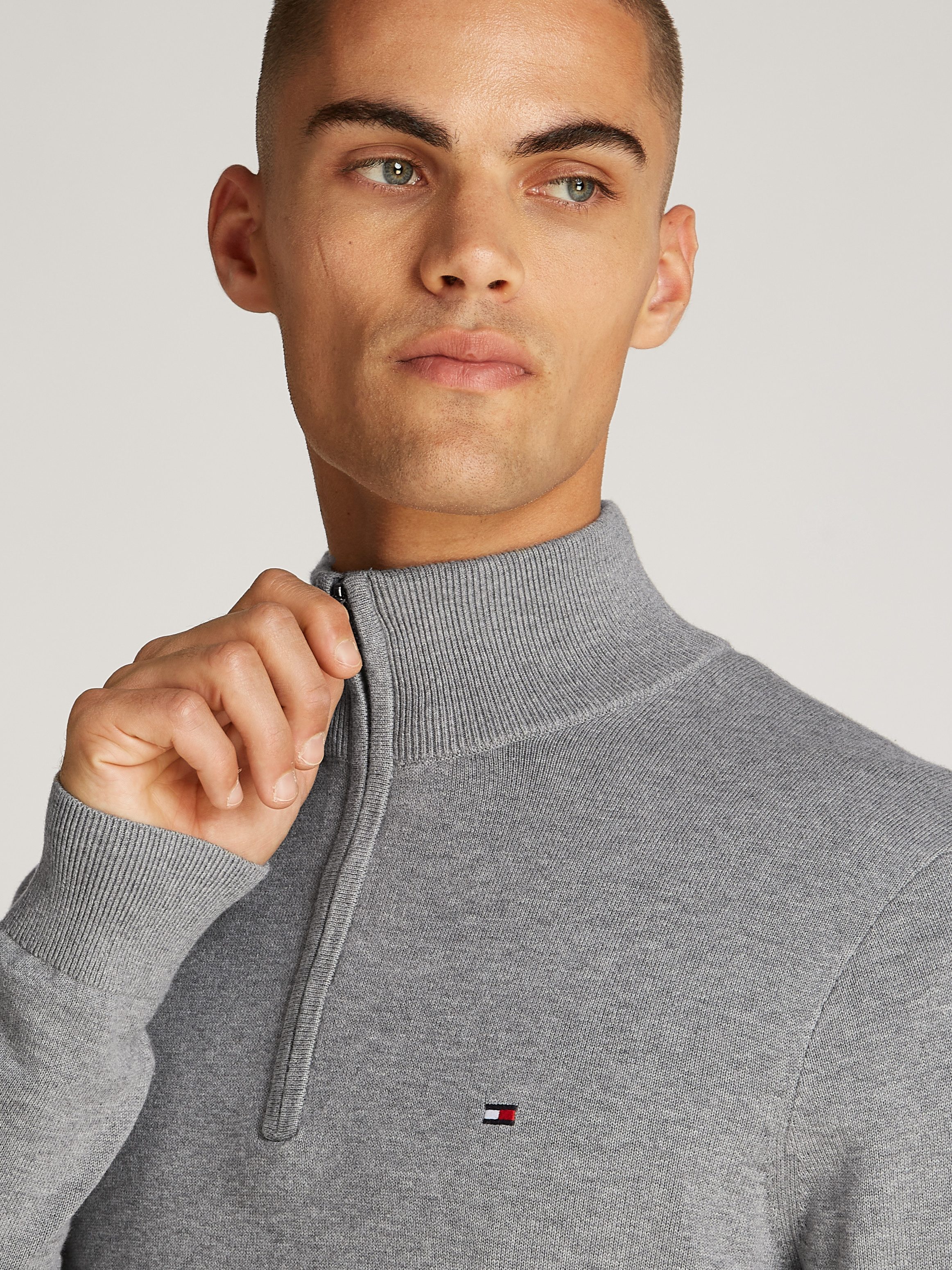 Tommy Hilfiger Schipperstrui ESSENTIAL COTTON ZIP MOCK