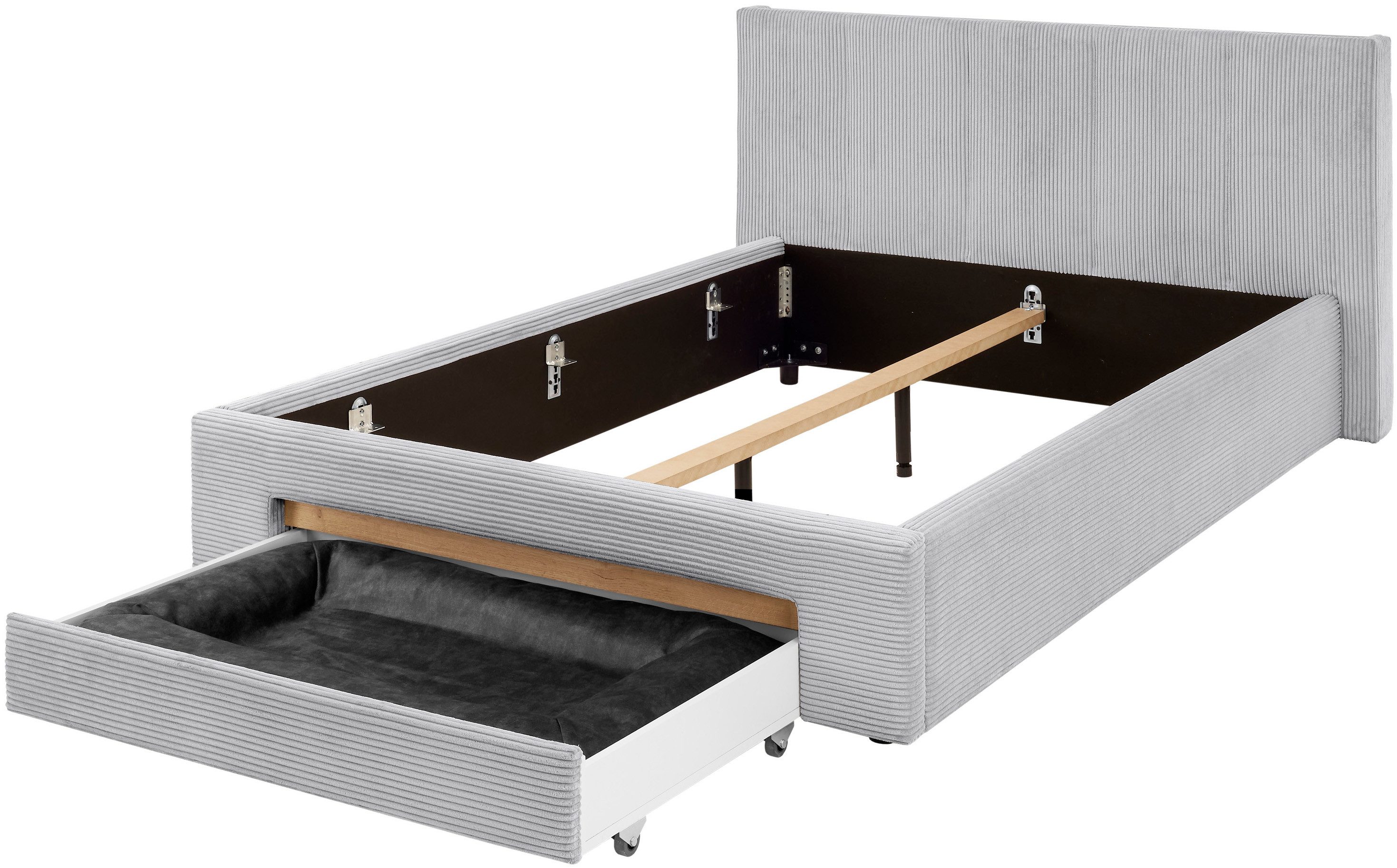 INOSIGN Gestoffeerd bed CiTY/GiRON, bedframe met bedlade, gestoffeerd opbergbed met hondenbed of opberglade, bekleding van corduroy of linnenlook
