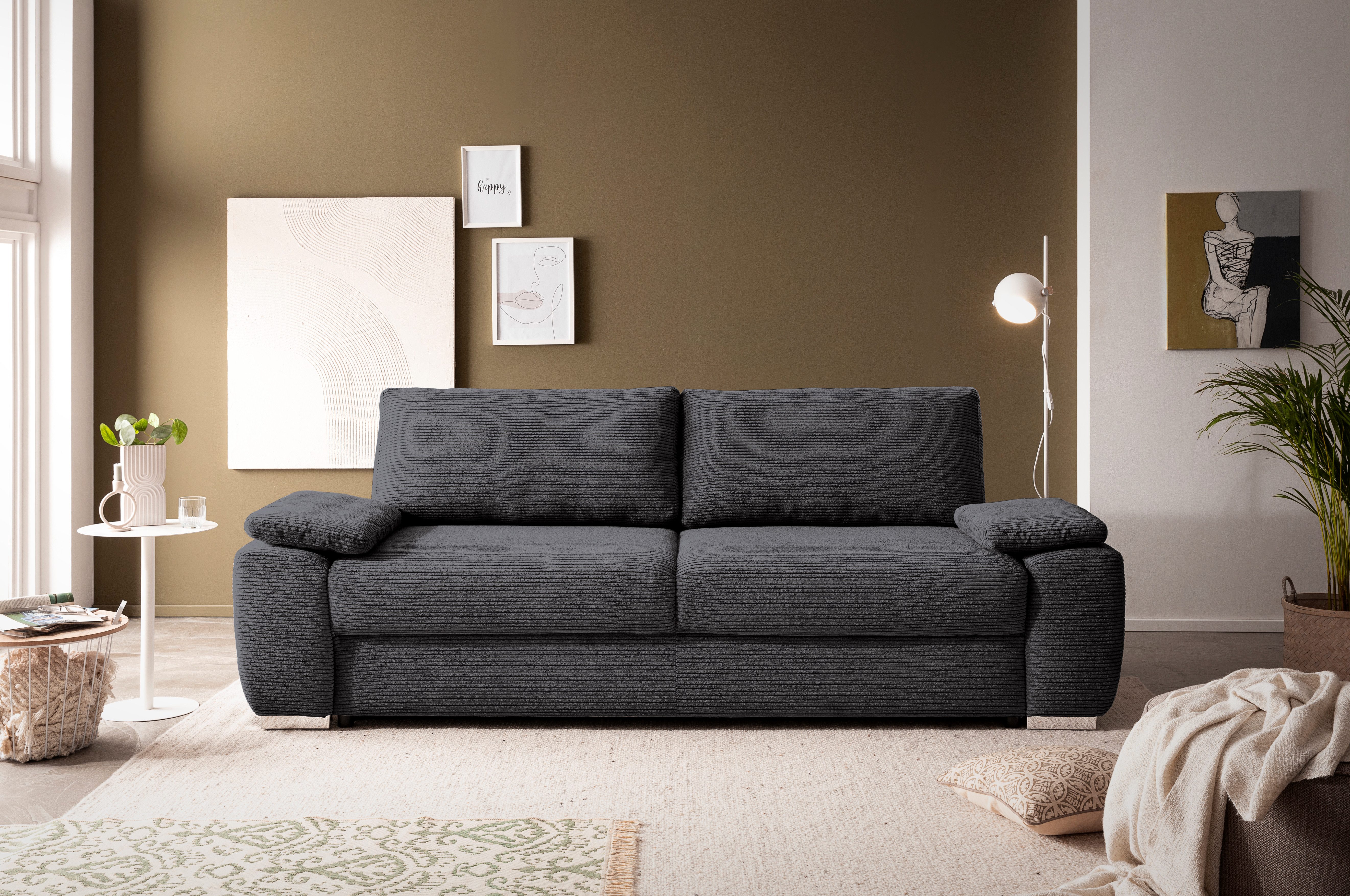 exxpo - sofa fashion 3-zitsbank SOLSBURY, comfortabel en gezellig, bank, slaapbank incl. pocketvering-bekleding, bedfunctie en opbergruimte, in cord