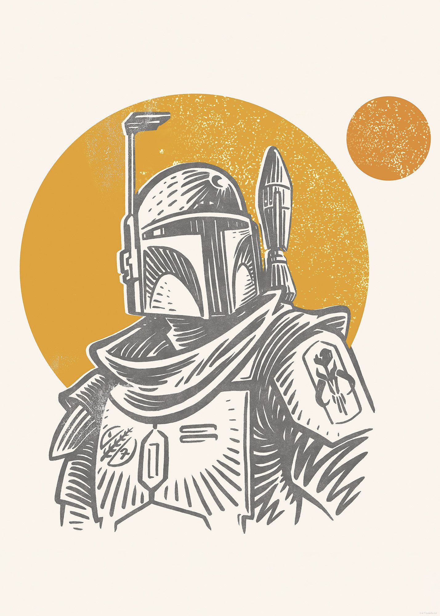 Komar Artprint Star Wars Boba Fett Illustration Iconic 50 x 70 cm (breedte x hoogte) - kinderkamer, wandsticker (1 stuk)