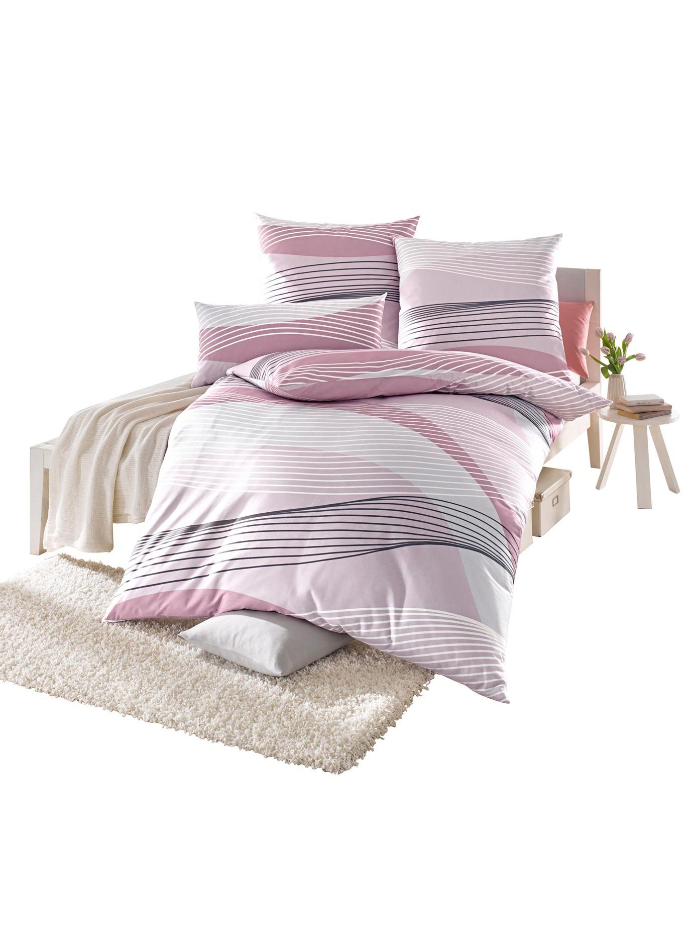 Biberna Overtrekset (3-delig) dekbedovertrekken maat 1 135x200 cm roze
