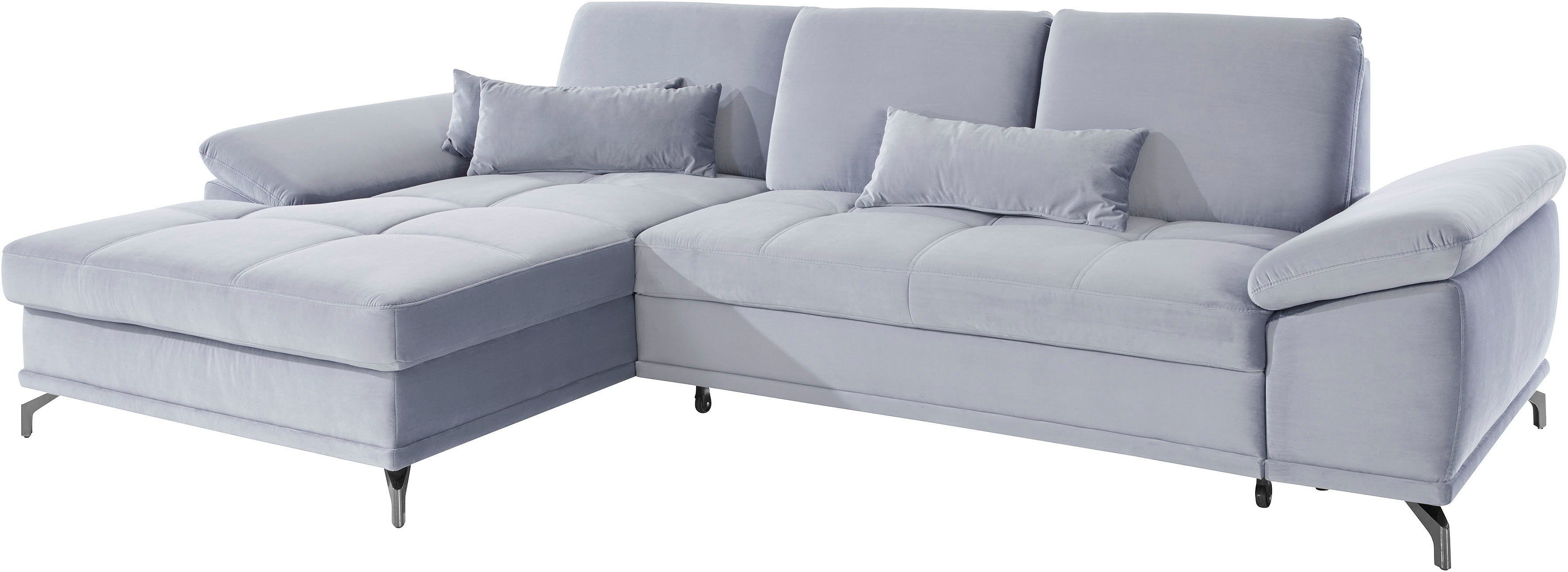 Places of Style Hoekbank Costello L-vorm, met zitdiepteverstelling, armleuningverstelling en