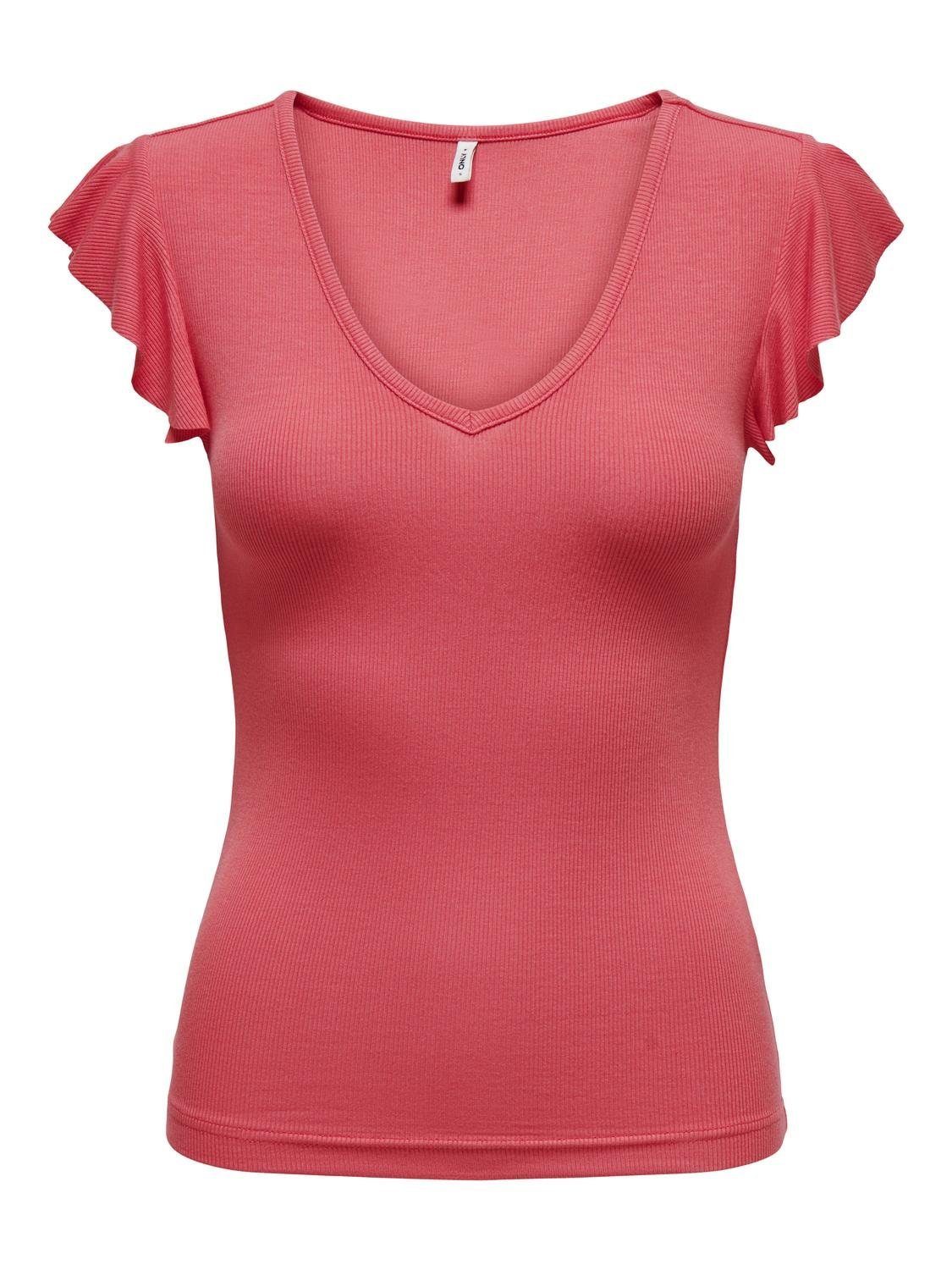 Only Shirt met V-hals ONLBELIA S/L TOP JRS NOOS