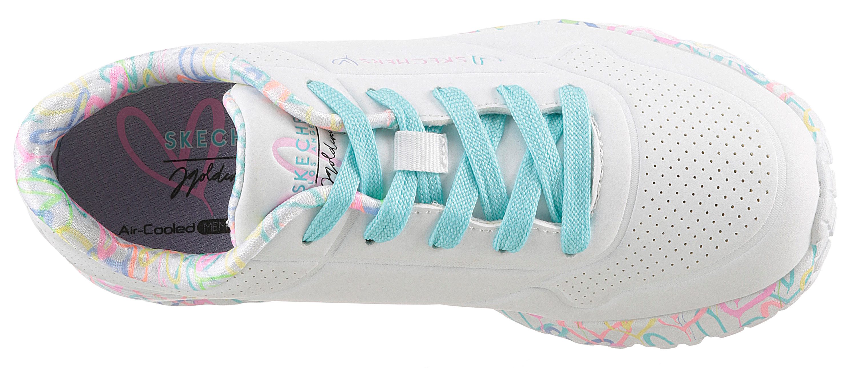 Skechers Sneakers UNO LITE-LOVELY LUV , veterschoen met bedrukte zool, maat sjabloon te downloaden
