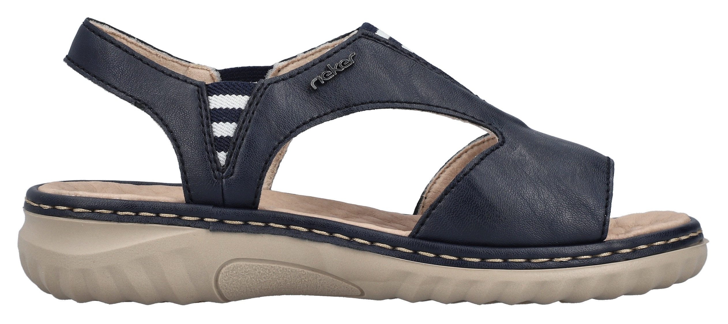 Rieker Sandalen , zomer schoen, sandalette, instapschoen met contrasterende siernaad