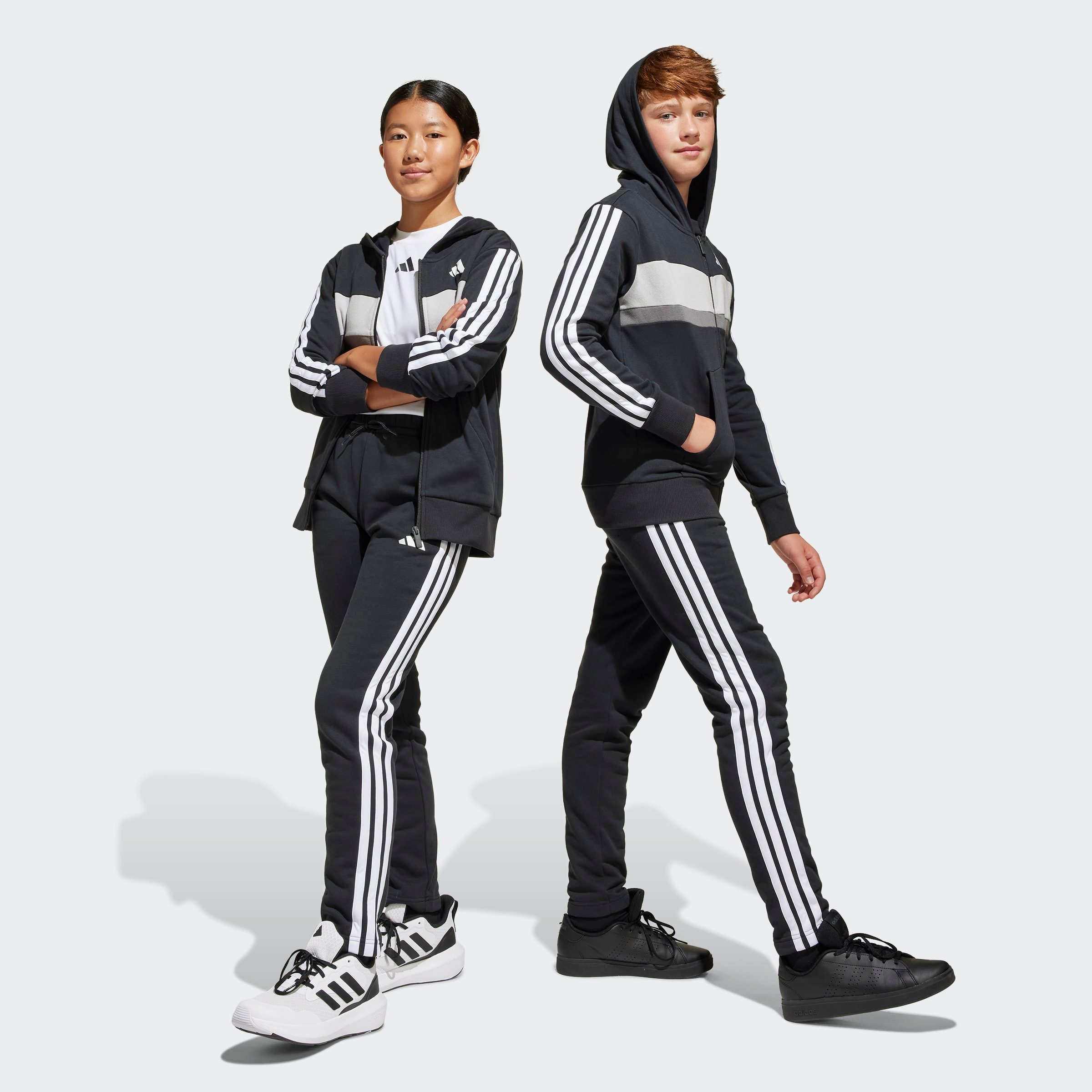 adidas Sportswear Trainingspak J 3S TIB FL TS (2-delig) kinderen trainingspakken maat 152 zwart