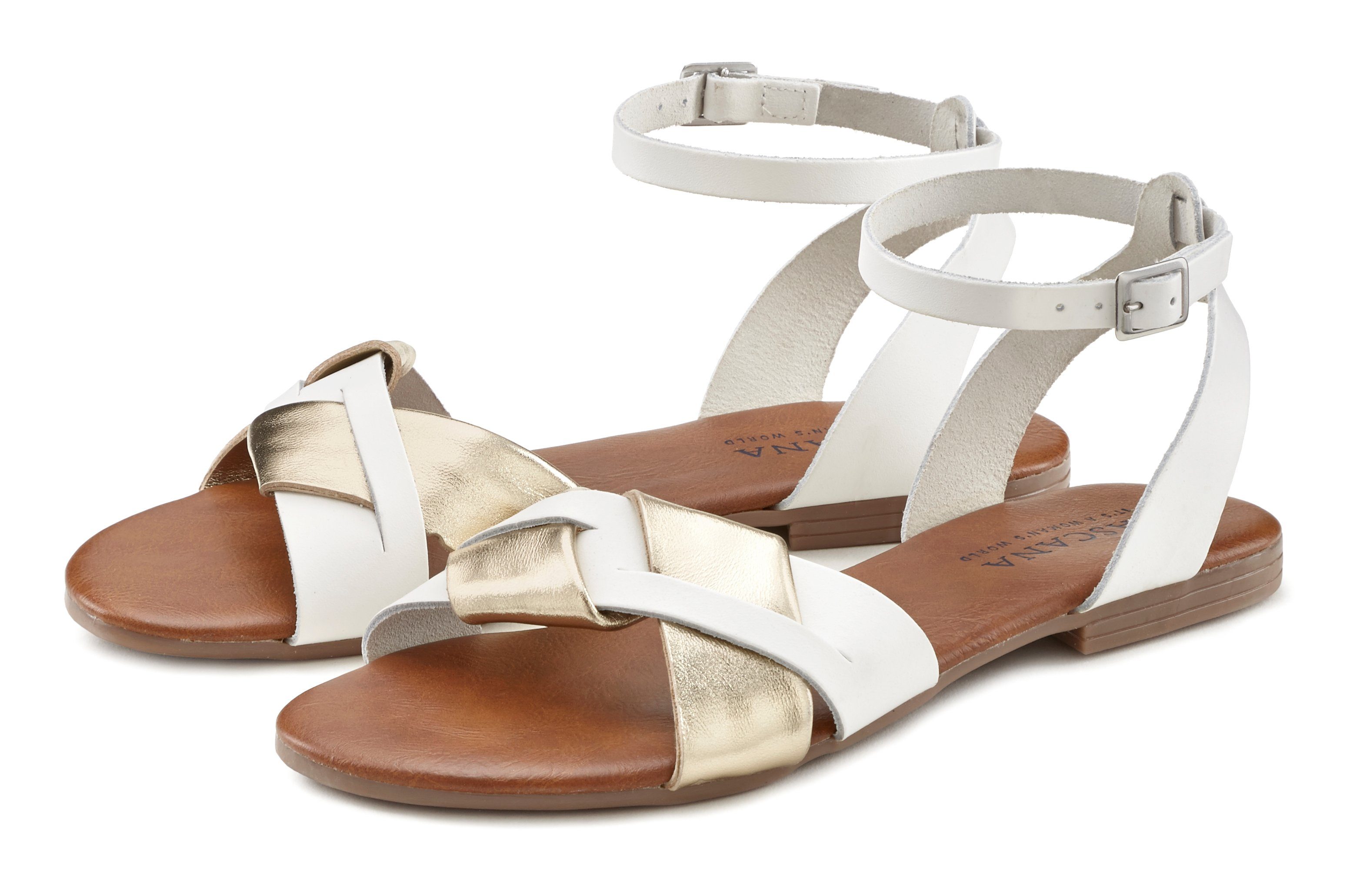 Lascana Sandalen Sandalette, zomerschoen van hoogwaardig leer met metallic uiterlijk