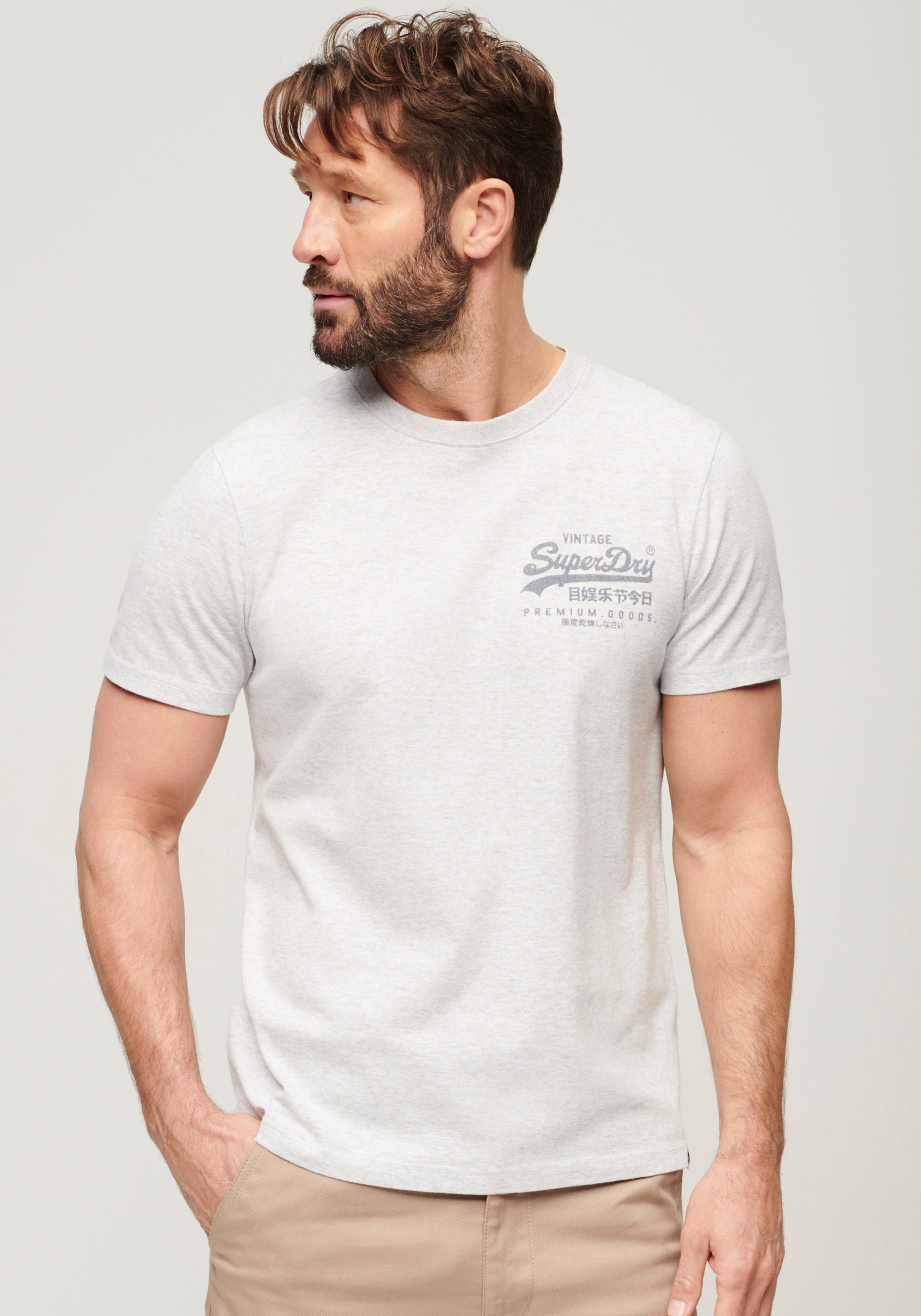 Superdry T-shirt CLASSIC VL HERITAGE CHEST TEE heren t-shirts maat XXL grijs