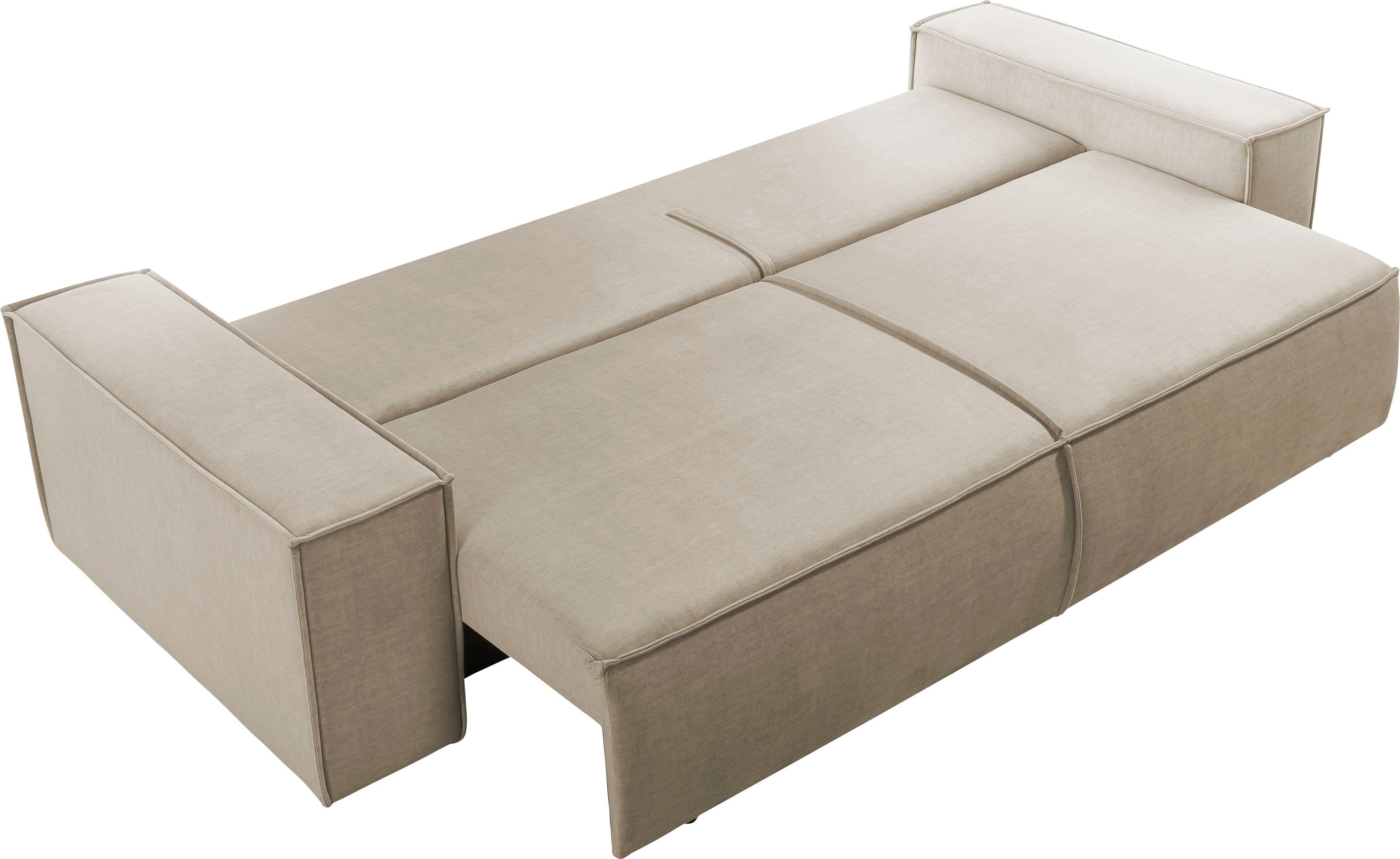 Home affaire 3-zitsbank SHERWOOD slaapbank (257 cm) ribfluweel, velours, vintage lederlook