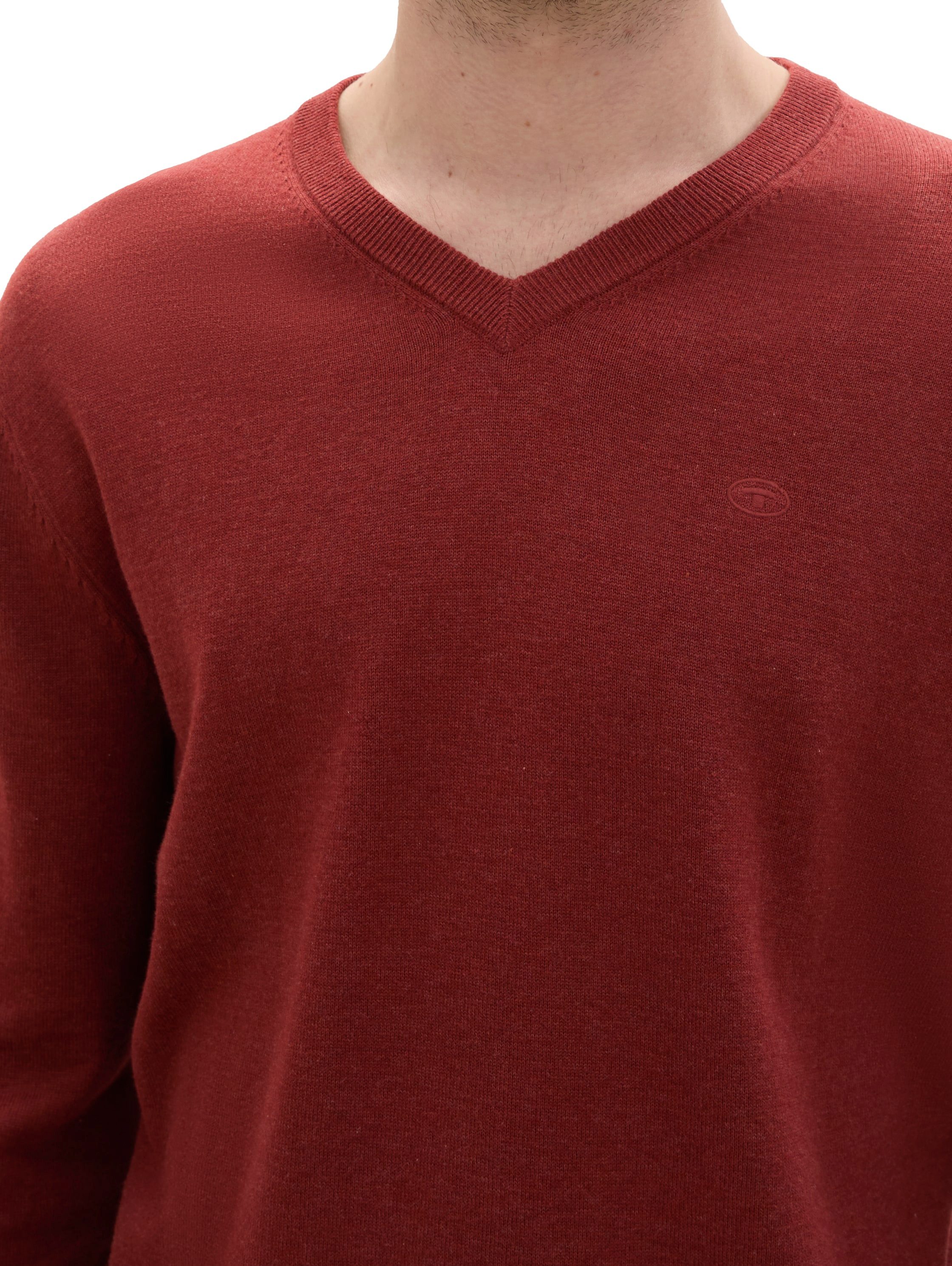 Tom Tailor Trui met V-hals met klein logoborduursel