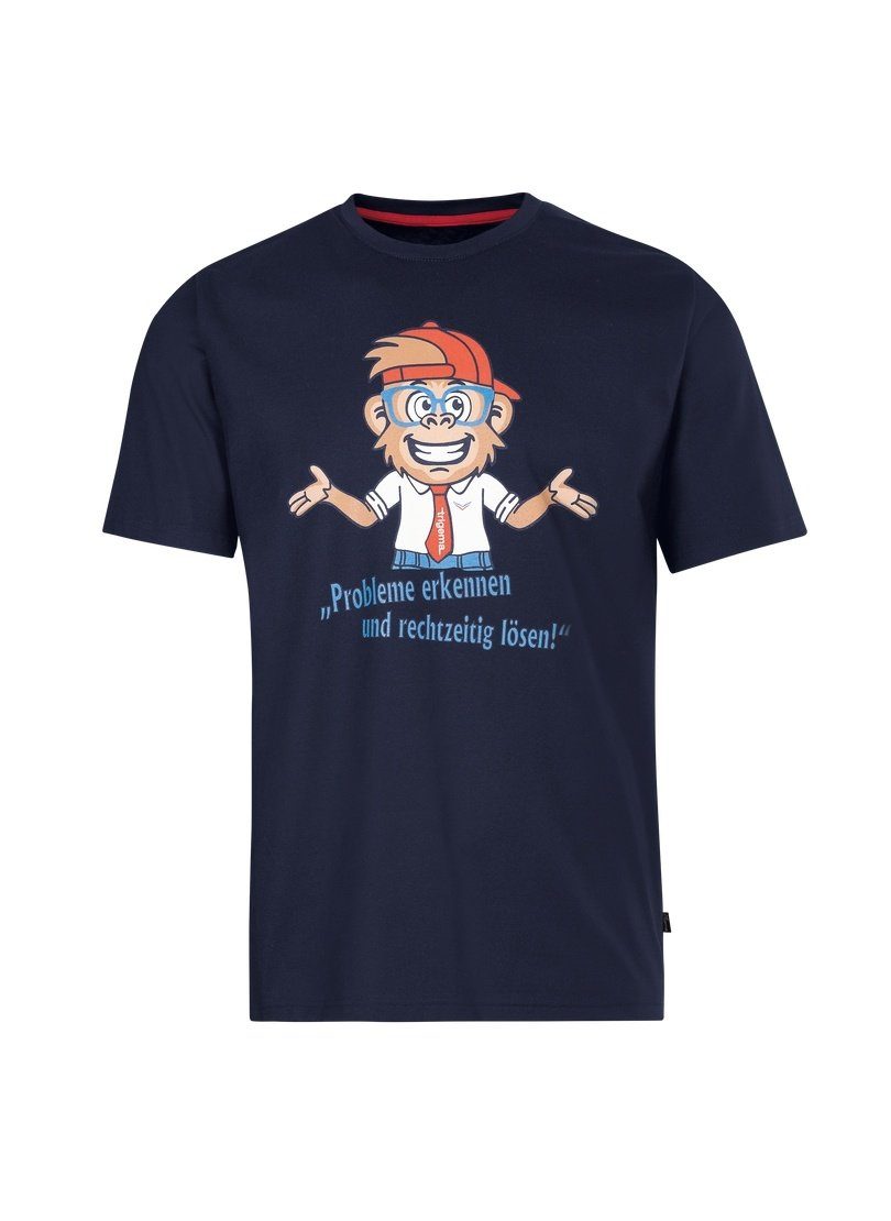 Trigema T-shirt TRIGEMA slogan shirt met grappige apenprint (1-delig)