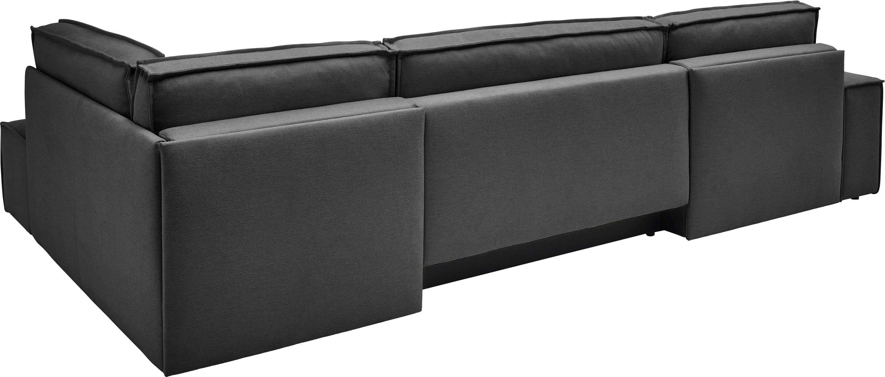 andas Zithoek FINNLEY U-model XXL 329 cm, bedbank, slaapfunctie m. bedkist