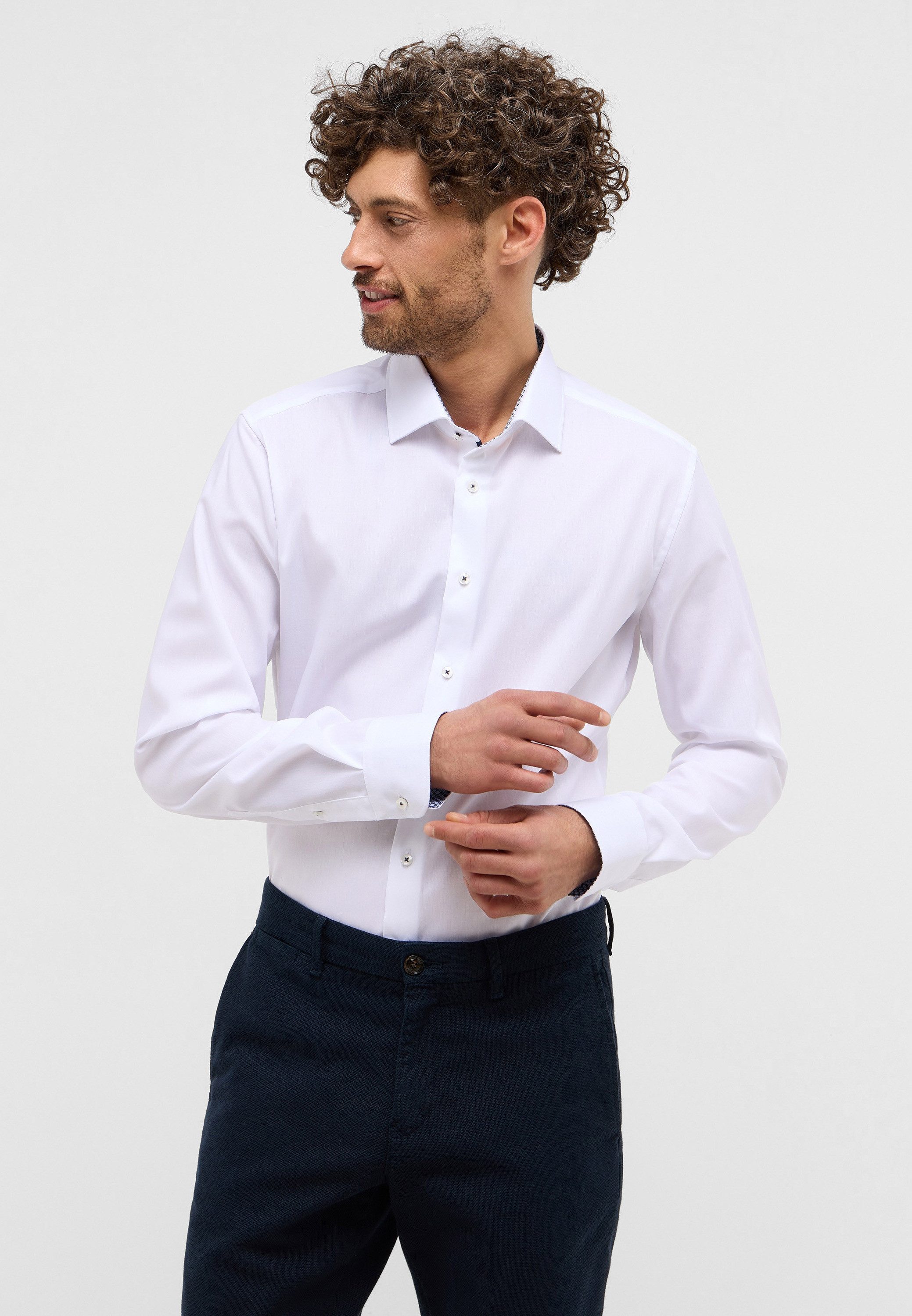 Eterna Overhemd met lange mouwen Slim fit NON IRON (strijkvrij) heren overhemden maat 43 wit