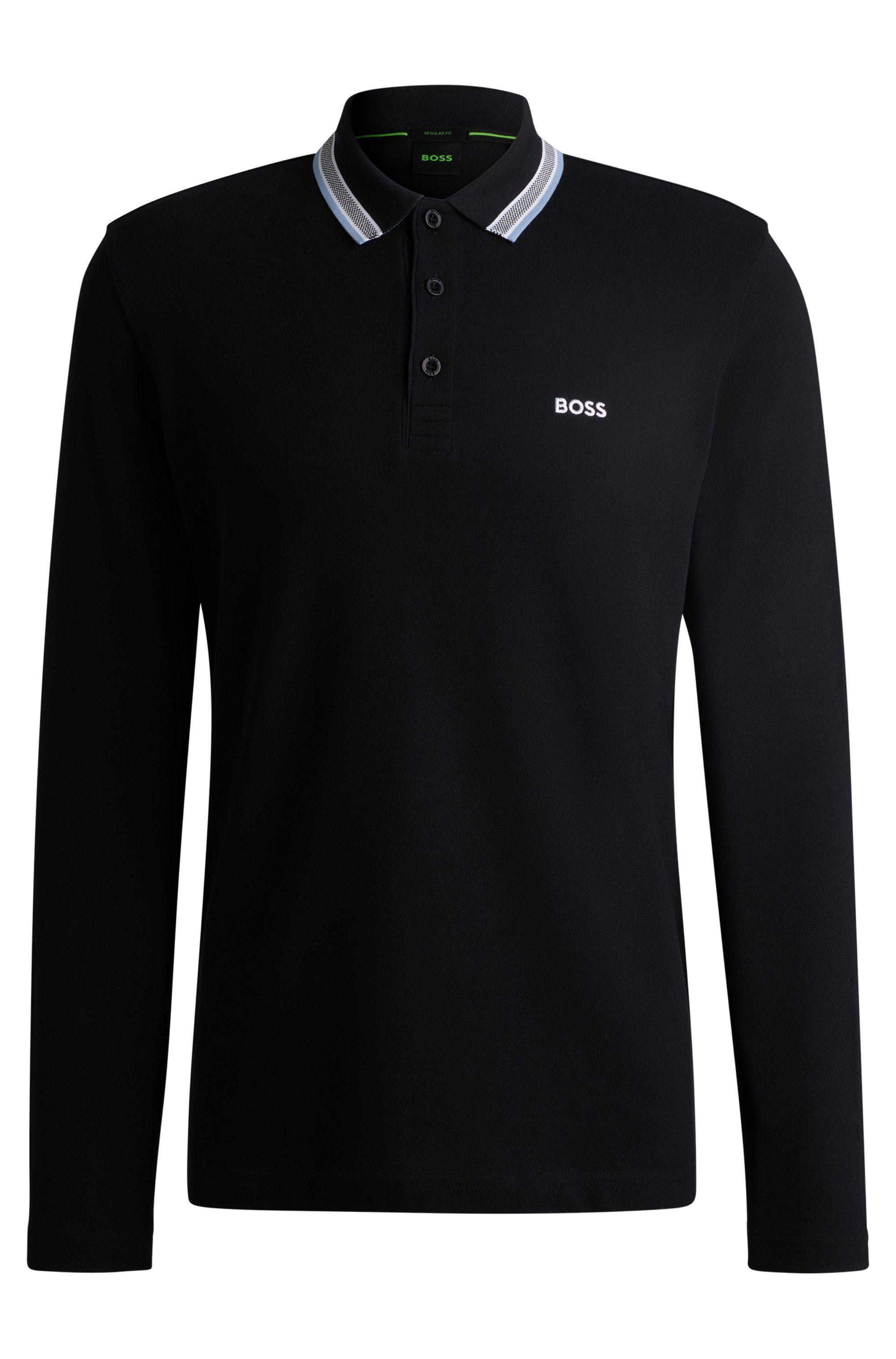 BOSS GREEN Poloshirt met lange mouwen Plisy met strepen op de kraag