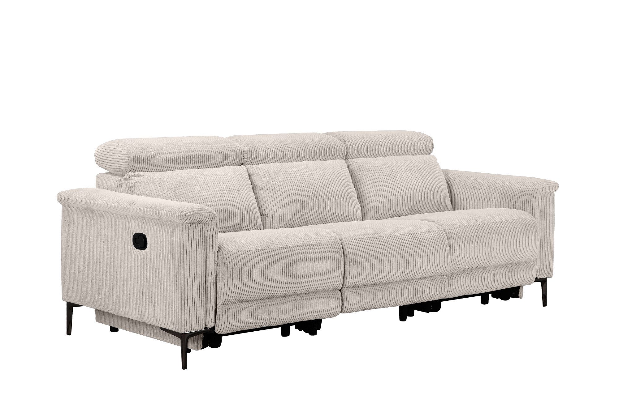 Places of Style 3-zitsbank Lund Cord, met handmatige of elektrische relaxfunctie in 2 zitplaatsen