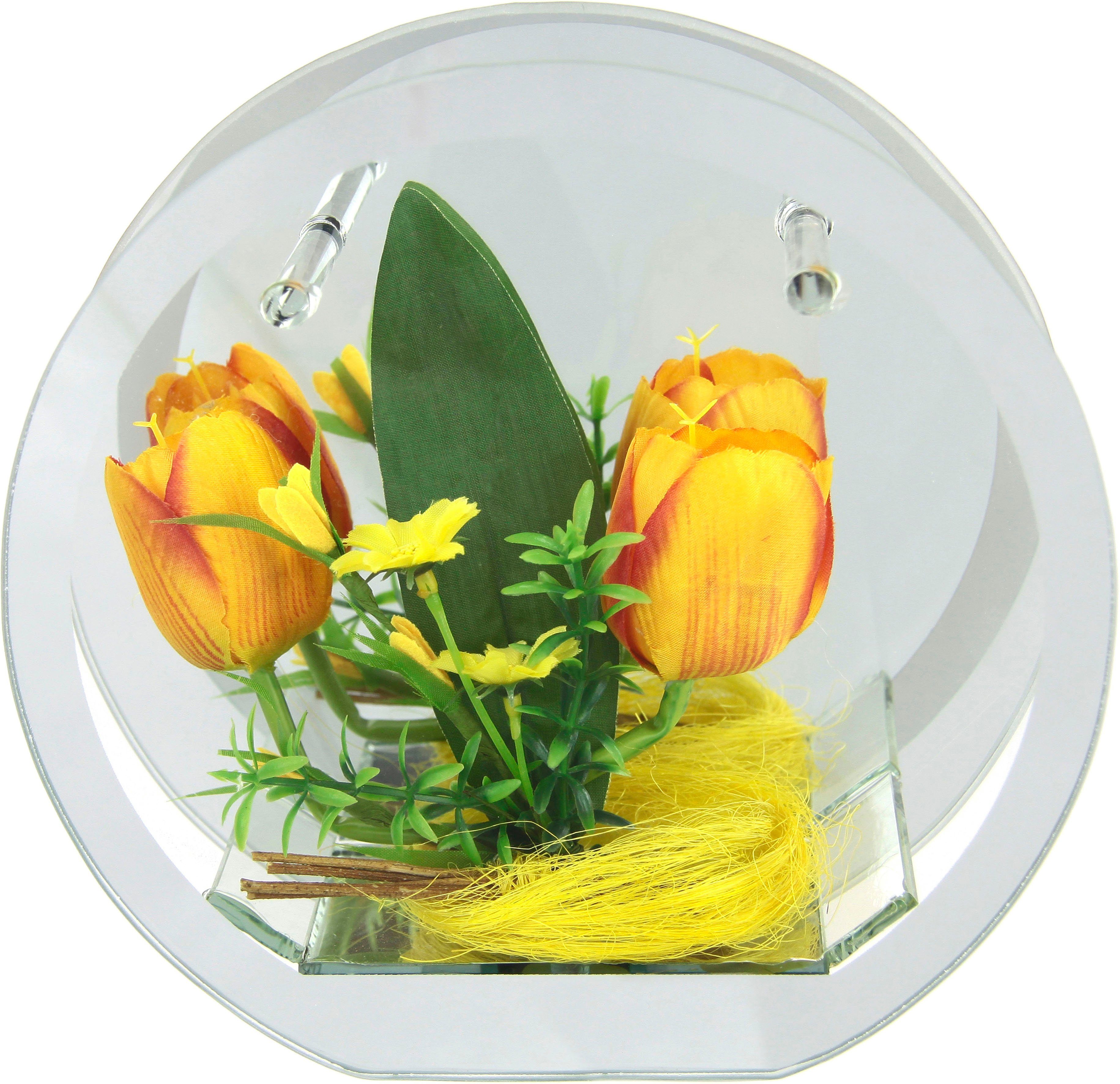 I.GE.A. Decoratief object LED-tulp Gedeclareerd glas met tulpen, madeliefjes, konijn, lichtslinger, LED 3D woonkamer oranje