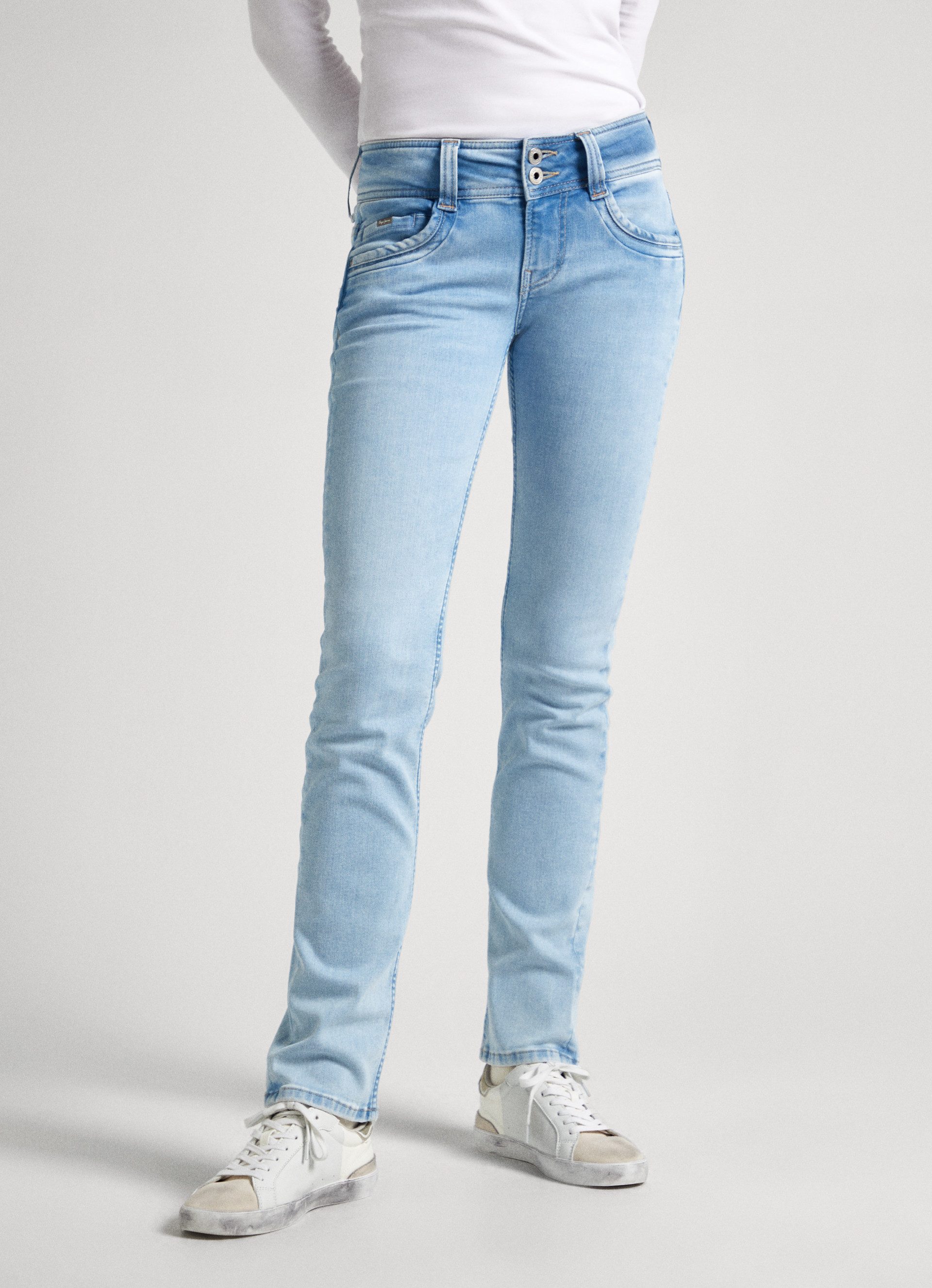 Pepe Jeans Slim fit jeans met 2-knoopsluiting