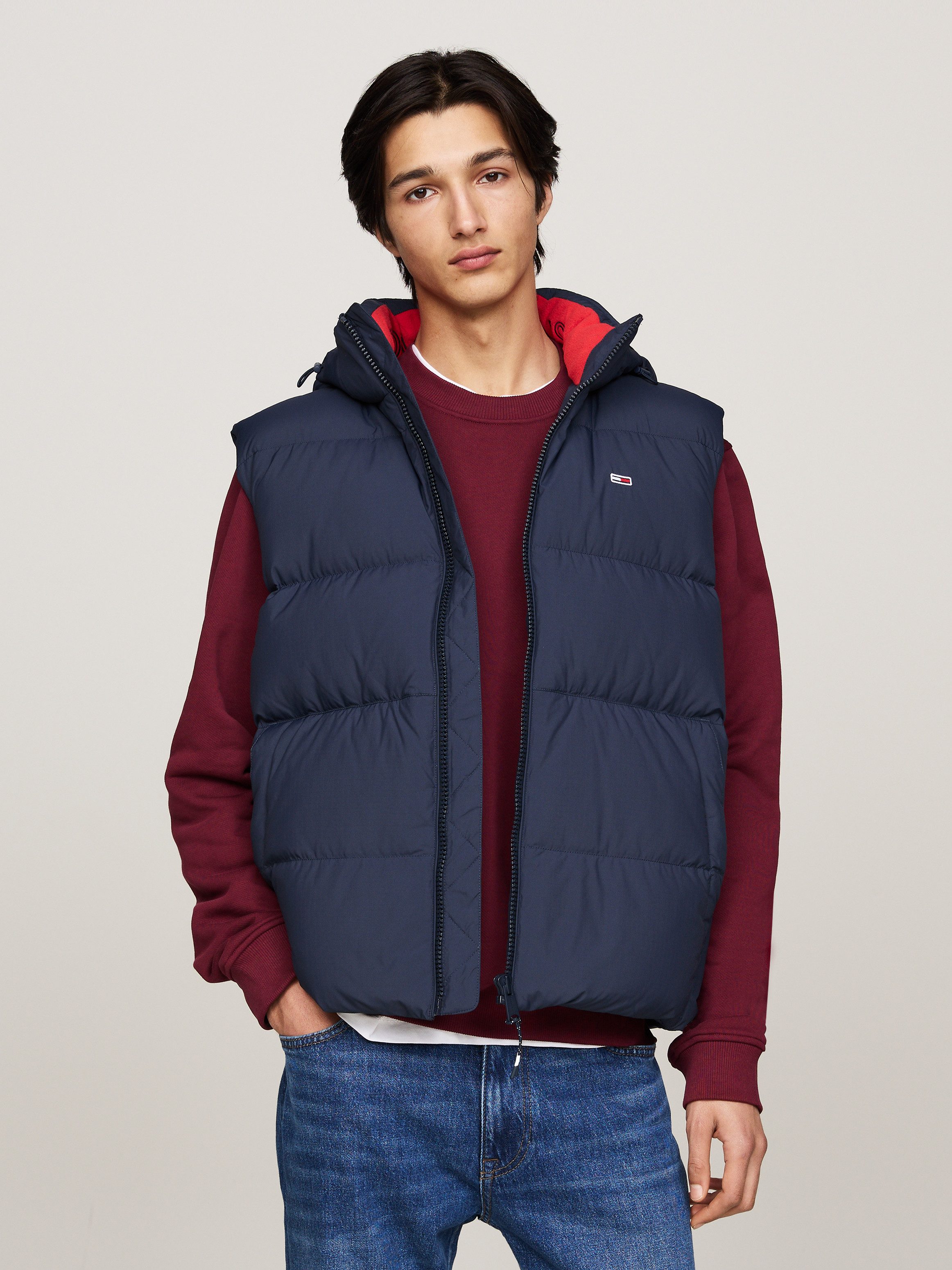 TOMMY JEANS Bodywarmer TJM ESSENTIAL DOWN VEST EXT afneembare capuchon met trekkoord