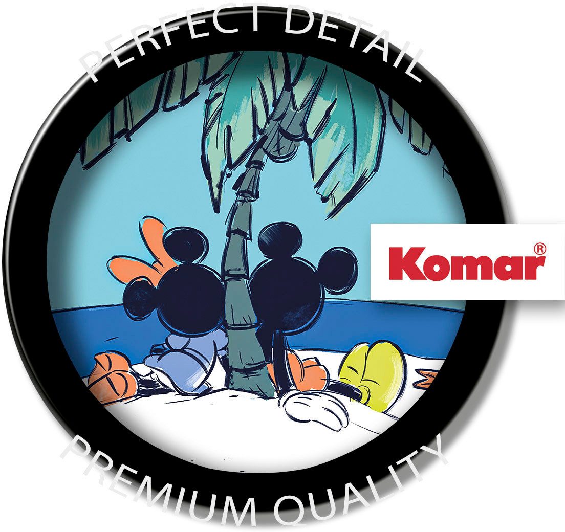 Komar Wandfolie Zelfklevend vlies, Mickey en Minnie Strandvakantie, maat 125x125 cm (1 stuk)