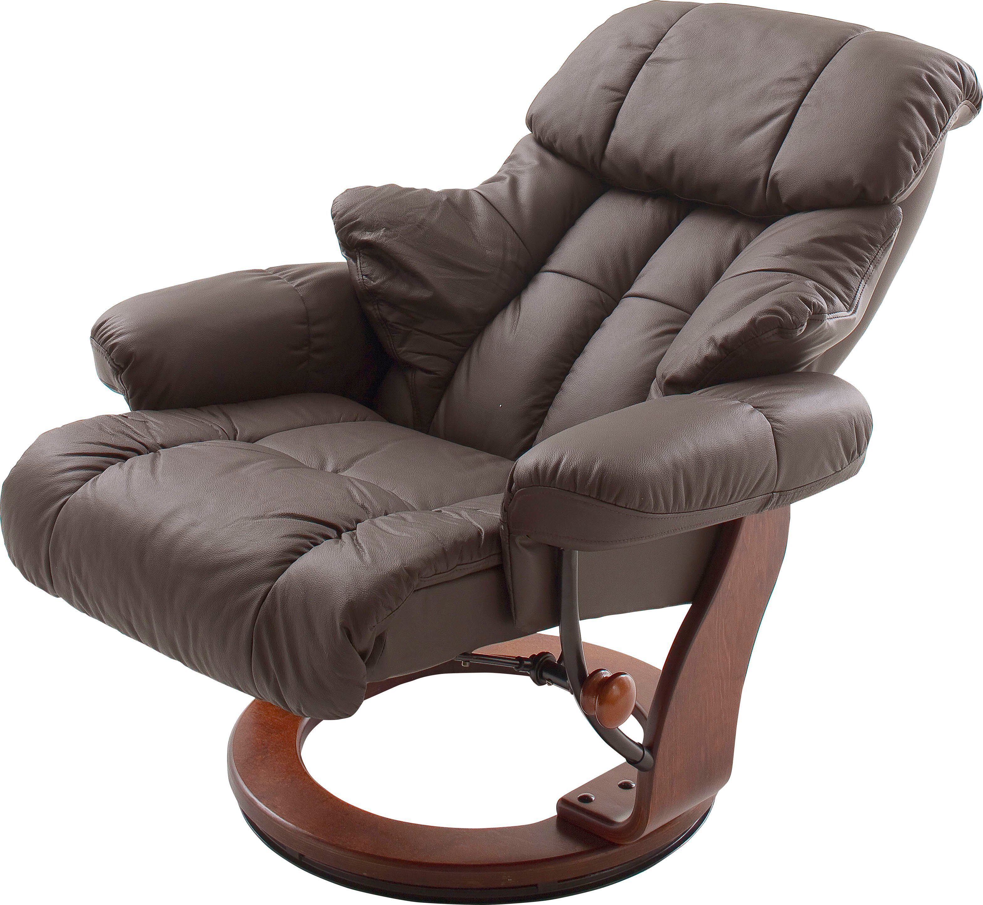 MCA furniture Relaxfauteuil Calgary Tv-fauteuil 360º draaibaar inclusief hocker met leren bekleding