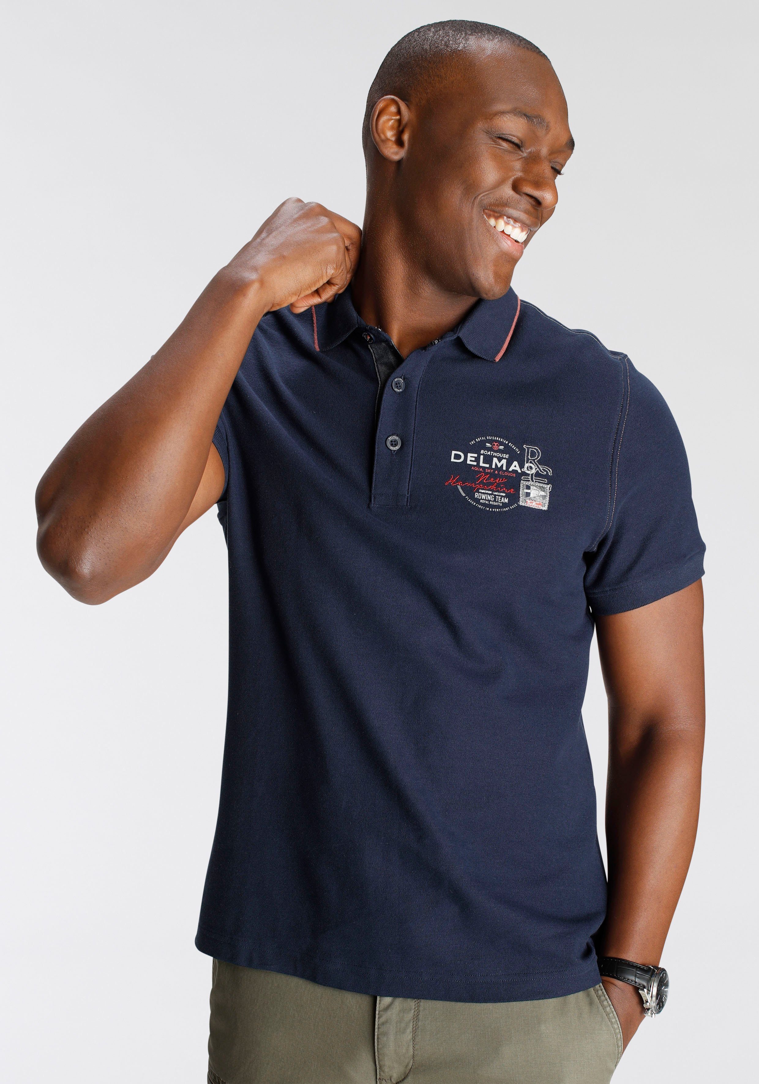 DELMAO Poloshirt Korte mouwen, met ribgebreide manchetten, polokraag