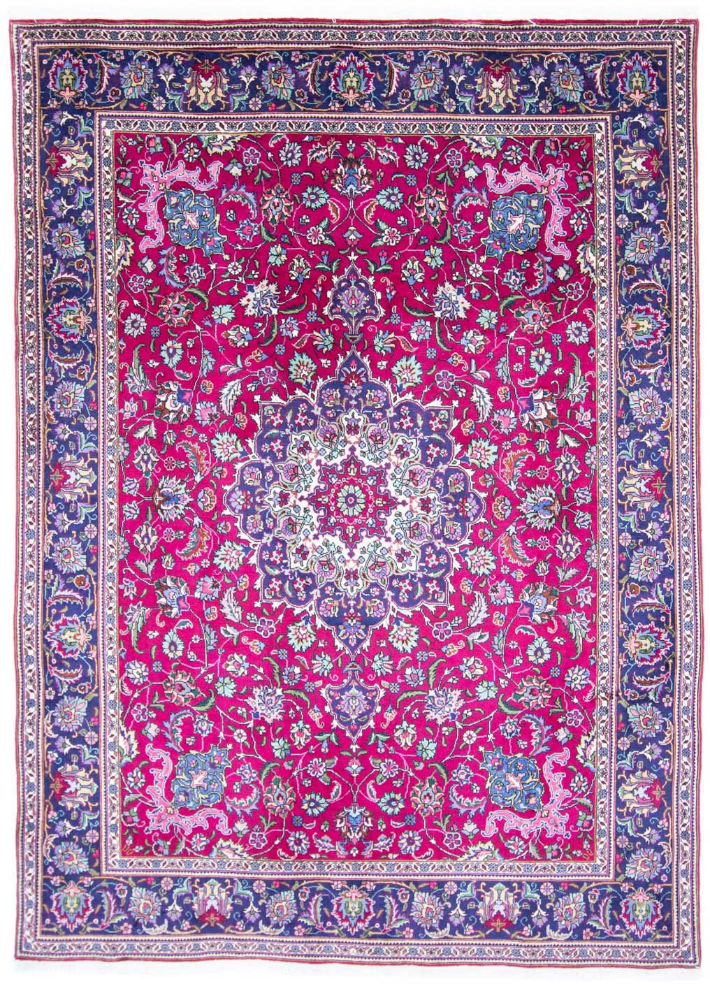 morgenland Wollen kleed Tabriz 40 Raj medaillon viola 285 x 204 cm Uniek exemplaar met certificaat