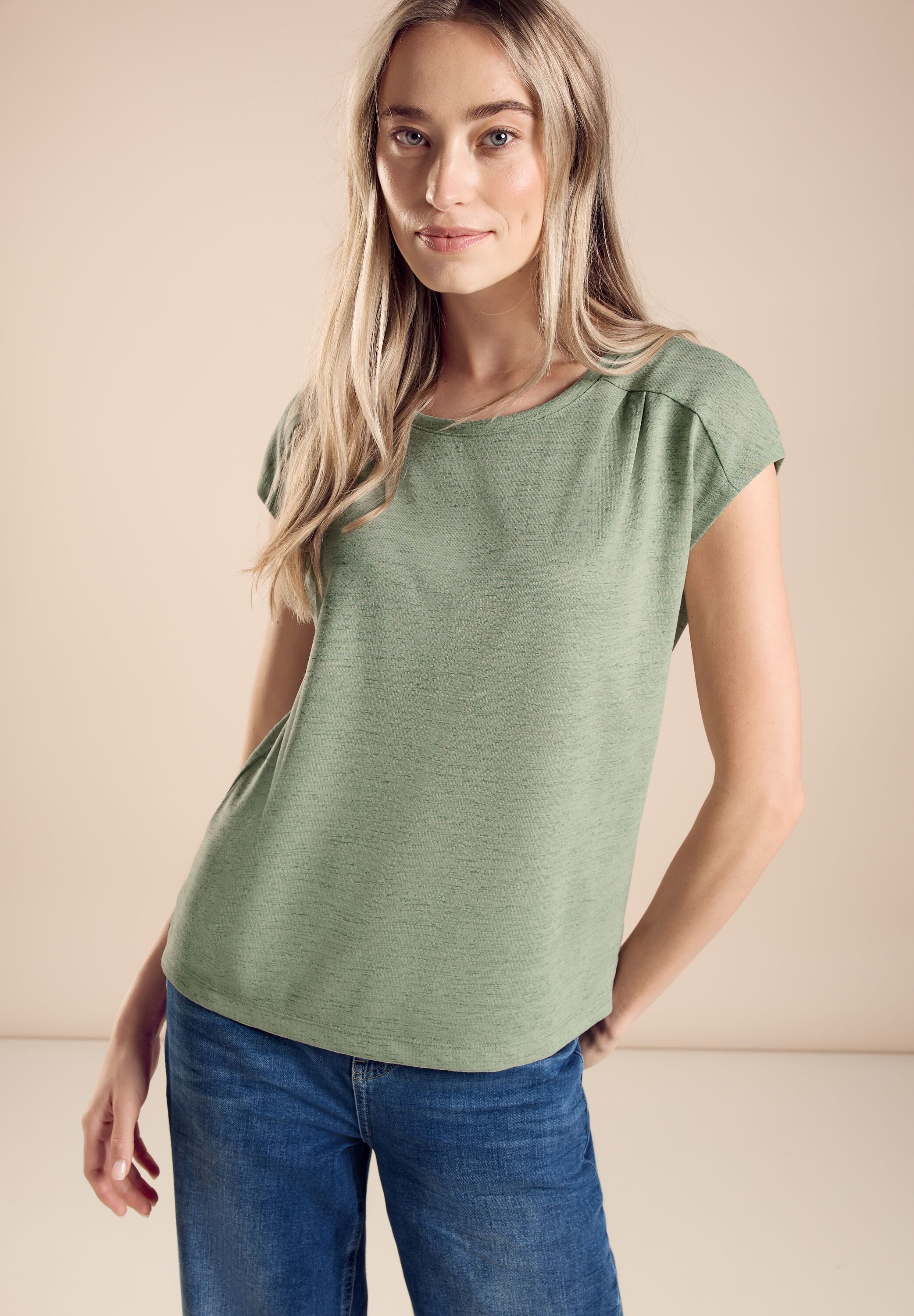 STREET ONE Shirttop met linnen melange-look
