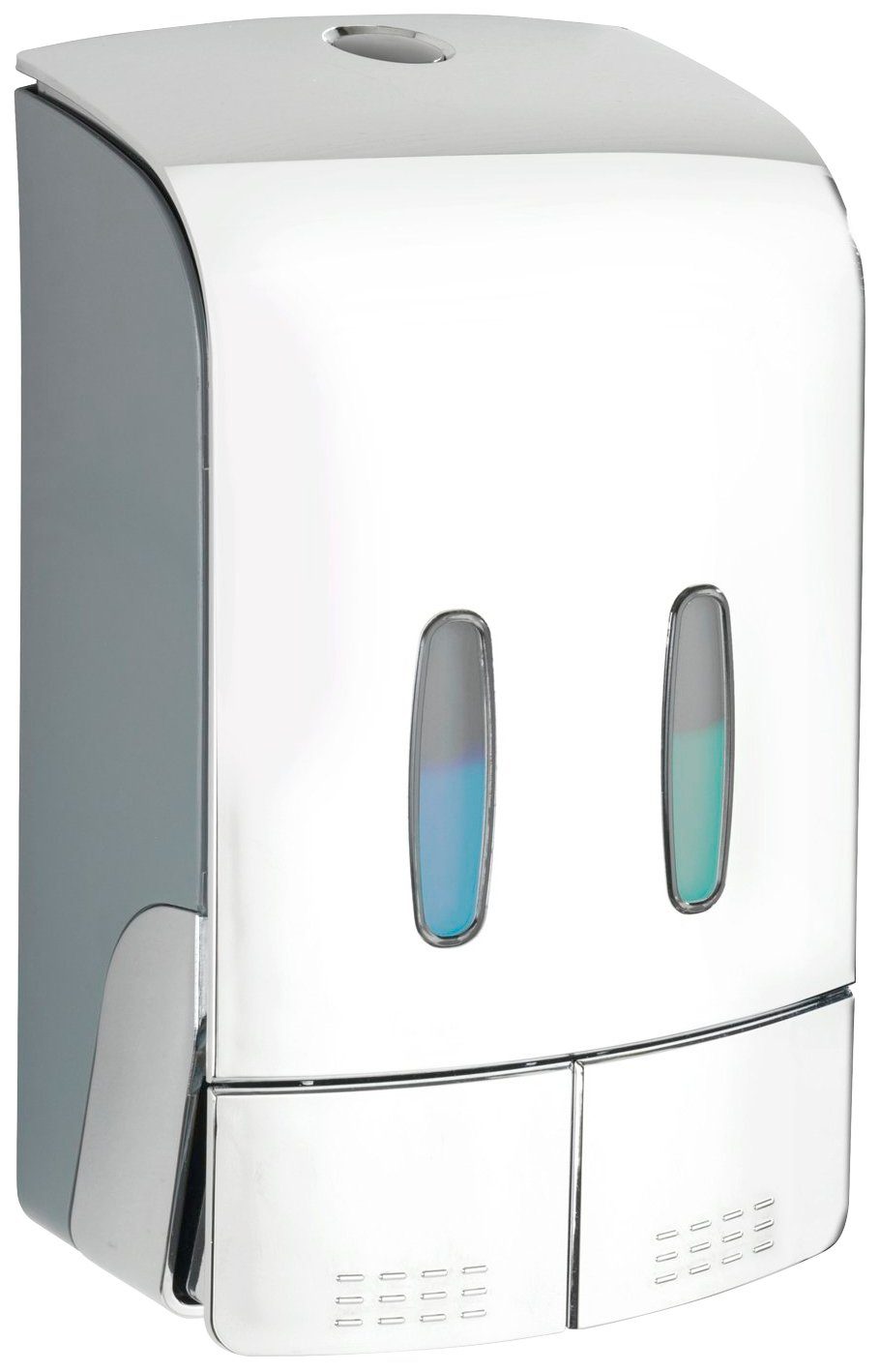 WENKO Desinfectiemiddel-dispenser Tartas 2-kamer desinfectiemiddel- en zeepdispenser, capaciteit elk: 480 ml zeepdispensers grijs