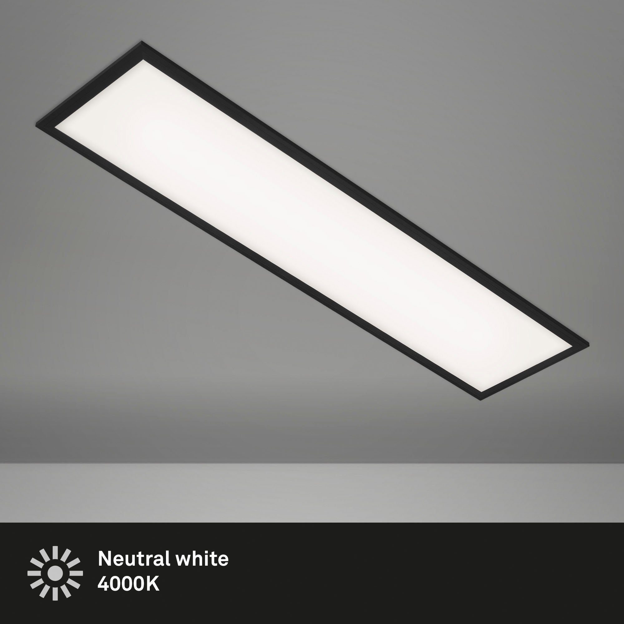 Briloner Leuchten Led-paneel 7067015 Simple Plafondlamp, 100x25x6 cm, zwart, 22W, woonkamer, slaapkamer, gang