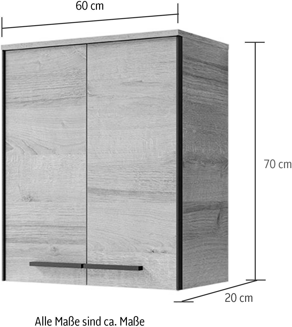 Saphir Hangend kastje Quickset 395 badkamerkast 60,4 cm breed met 2 deuren en 2 planken