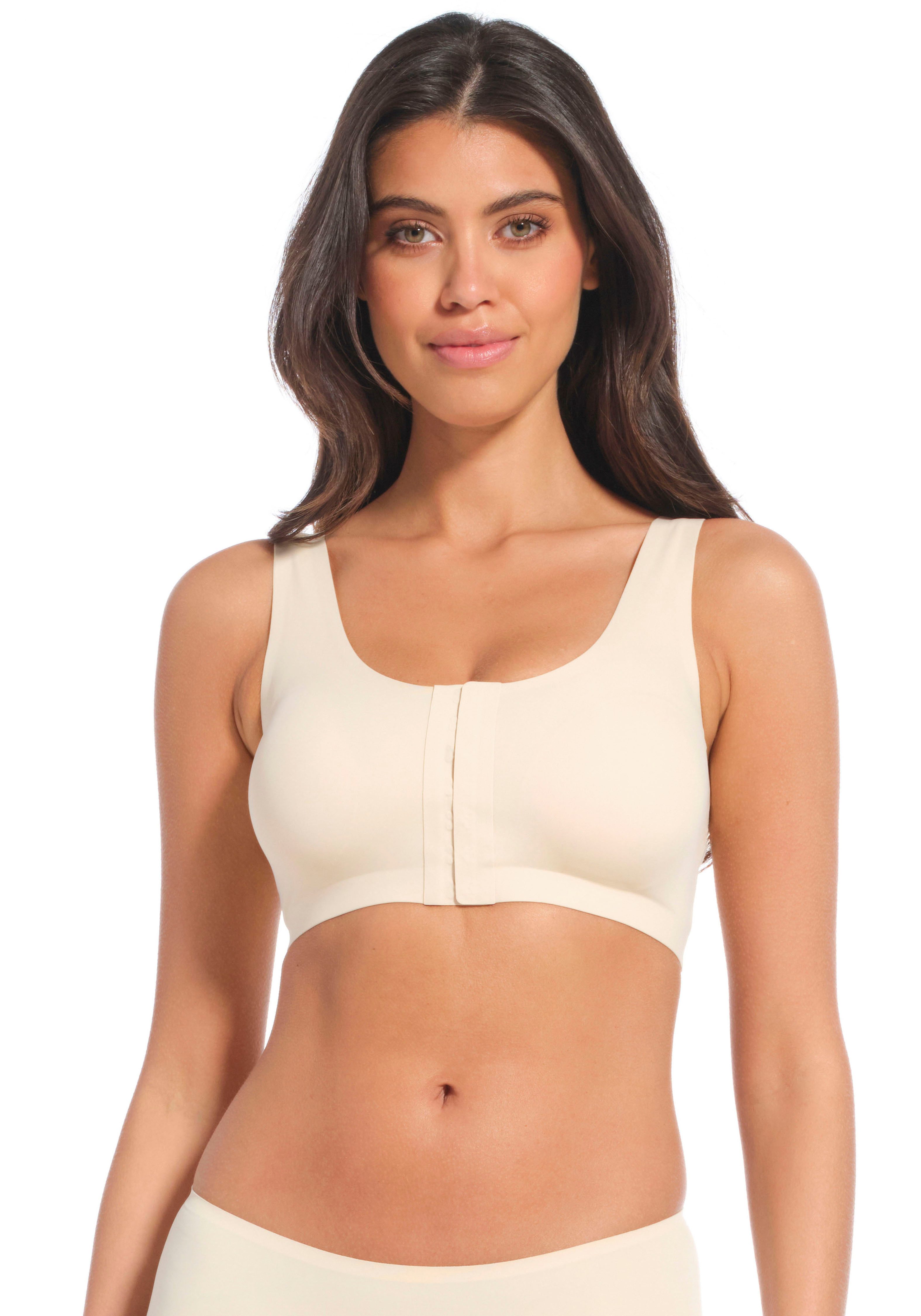 Magic Body Fashion Beugelloze-bh Posture Bra strakke, corrigerende houding bh met frontsluiting dames bh's zonder beugel maat L beige
