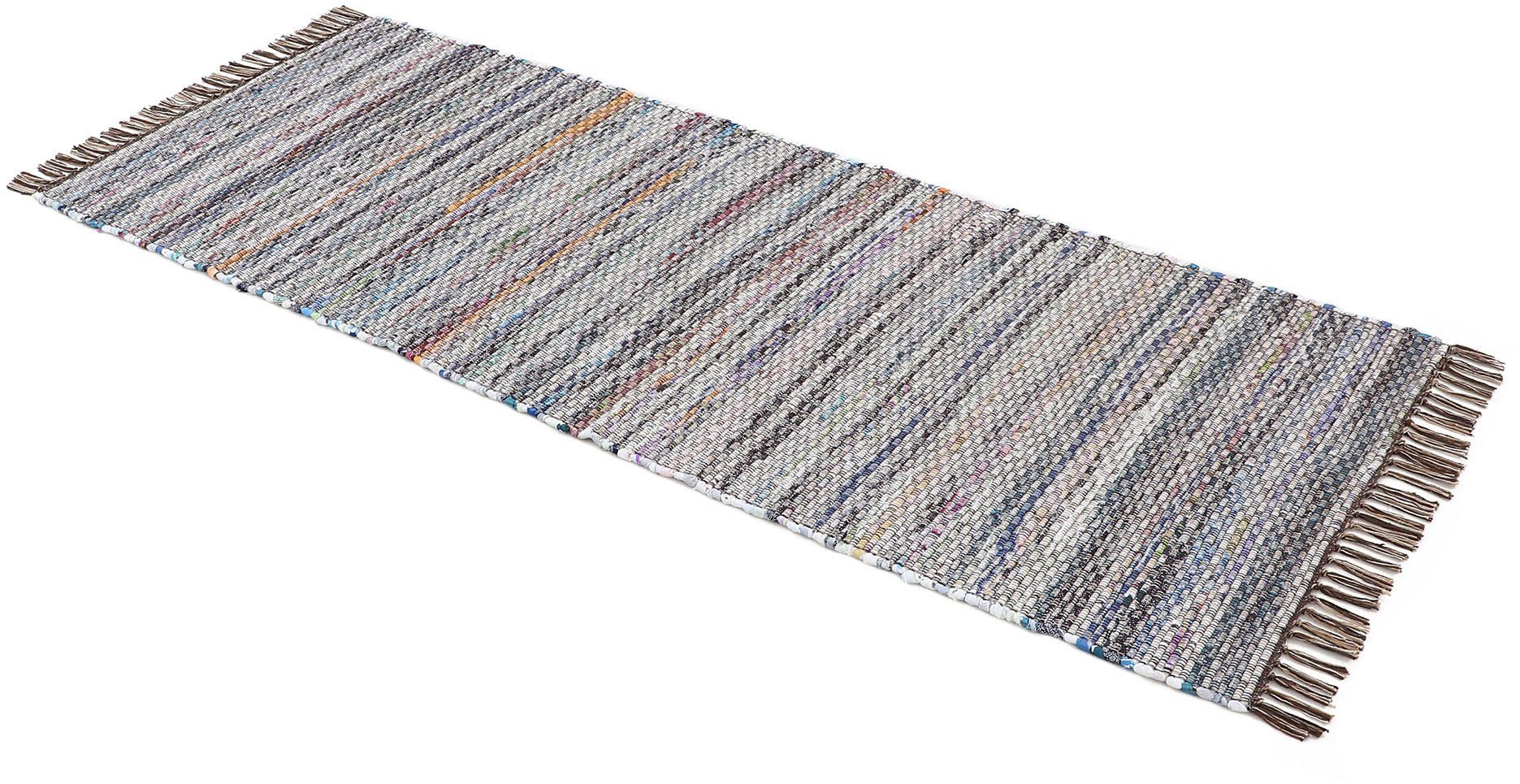 carpetfine Vloerkleed Kelim Chindi, omkeerbaar tapijt handgeweven, patchwork tapijt met franjes, ook verkrijgbaar in loperformaten