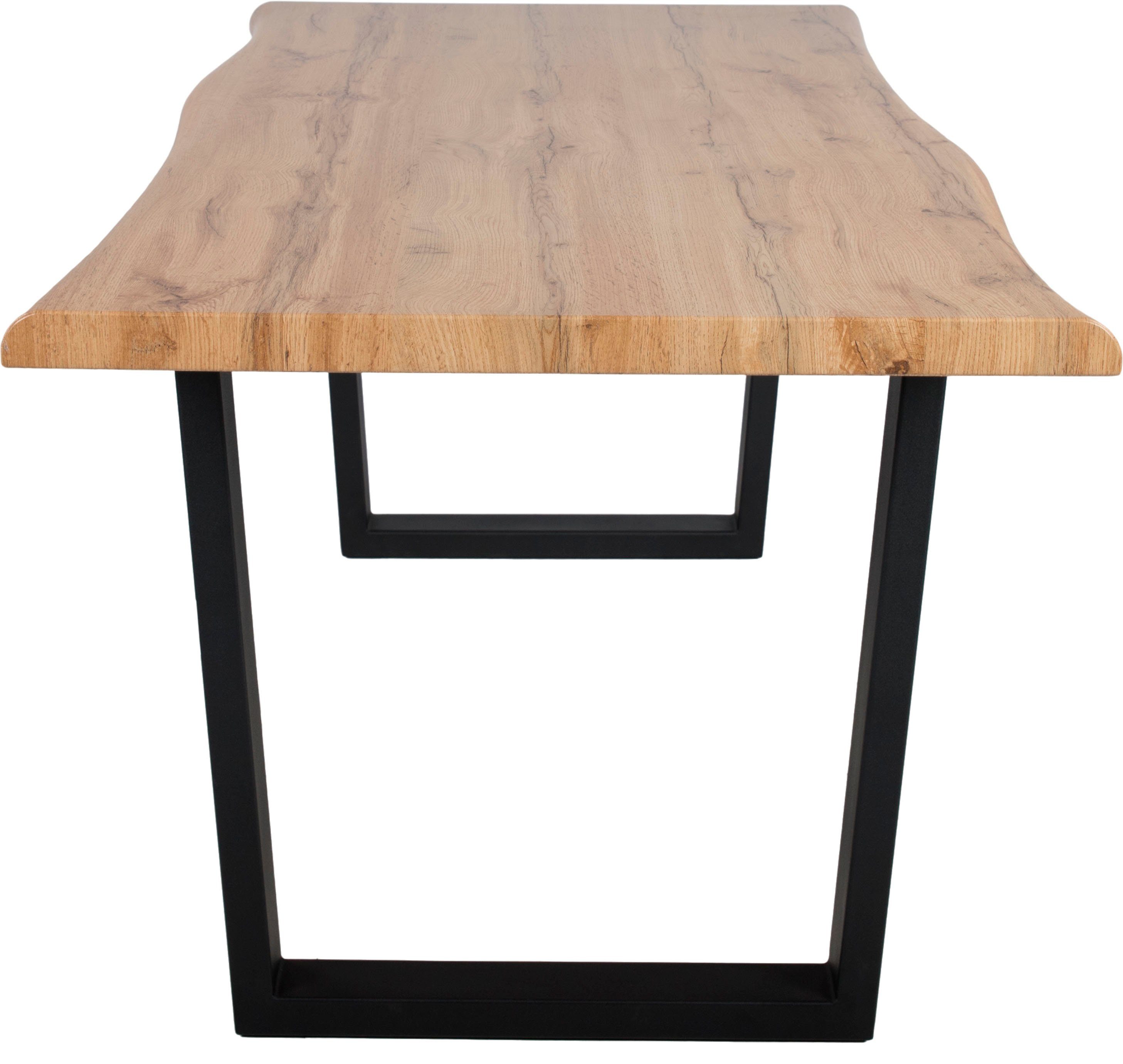 Duo Collection Tafel met hout Tafel Thea Massief beugelonderstel van metaal, draagvermogen tot 100 kg
