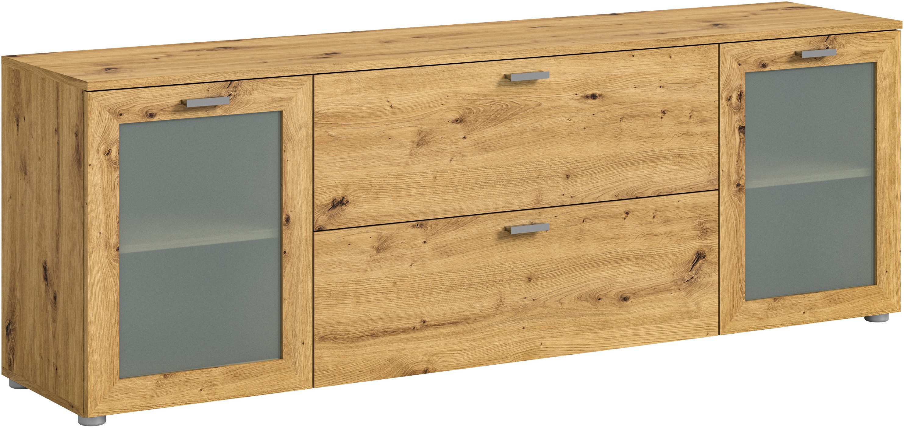 INOSIGN Tv-meubel Onex, breedte 180 cm, met glazen deuren, veelzijdig inzetbaar lowboards bruin