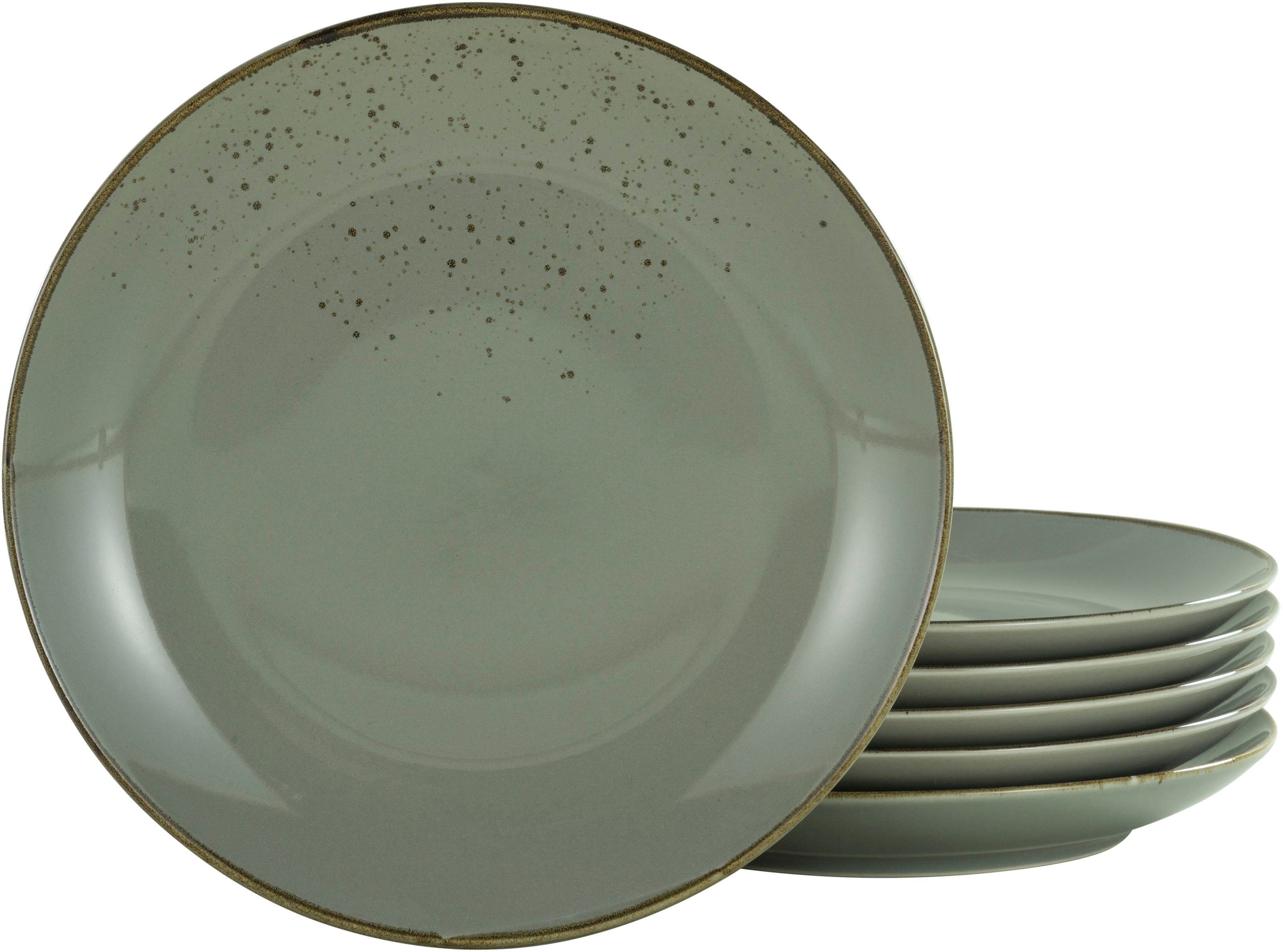 CreaTable Ontbijtbordje Dinerbord nature collection Bordenset voor 6 personen, ø 21 cm, aardewerk (set, 6-delig)