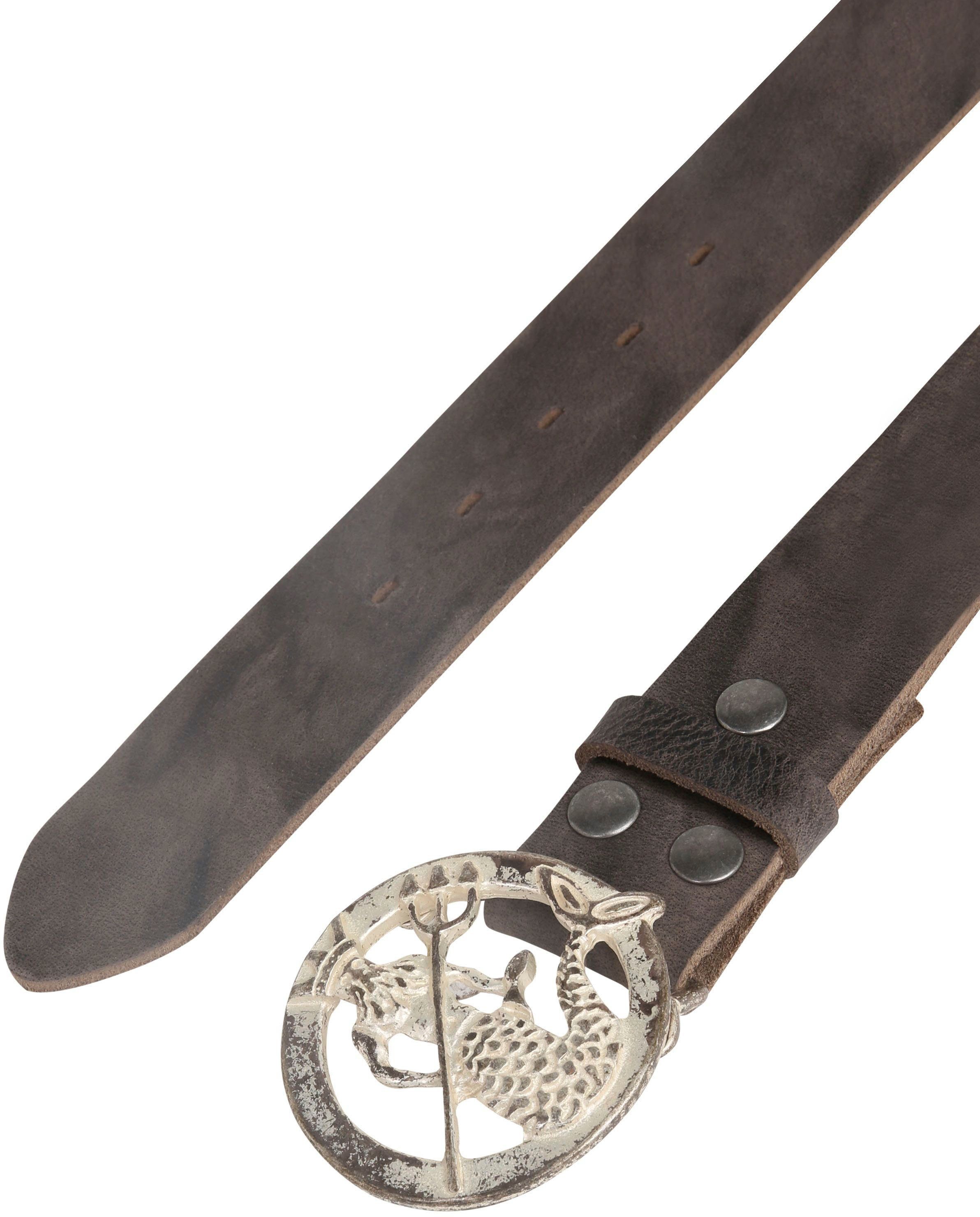 RETTUNGSRING by showroom 019° Leren riem met neptun-koppelgesp, antieke look
