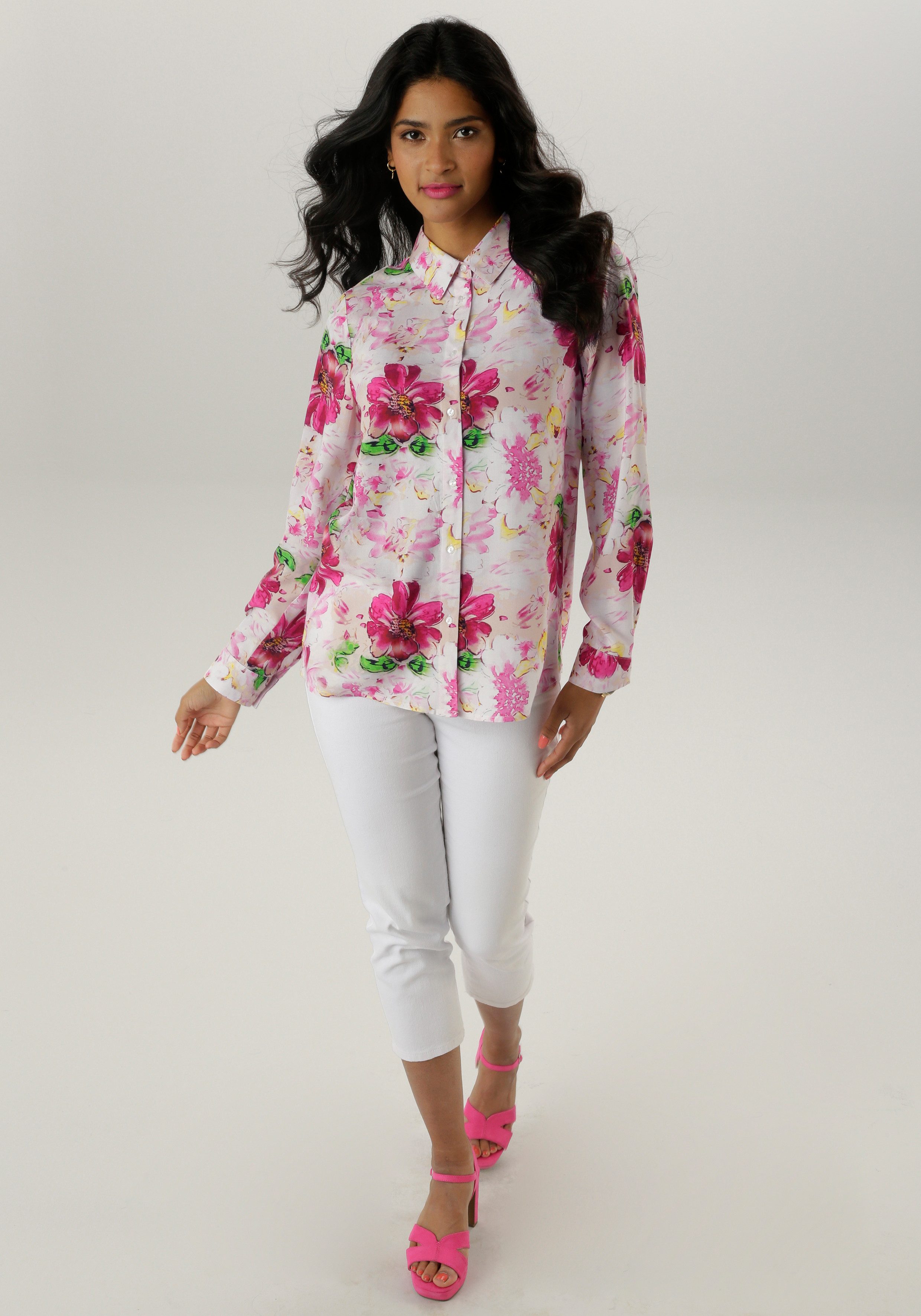 Aniston SELECTED Overhemdblouse met kleurharmonische bloemenprint - nieuwe collectie
