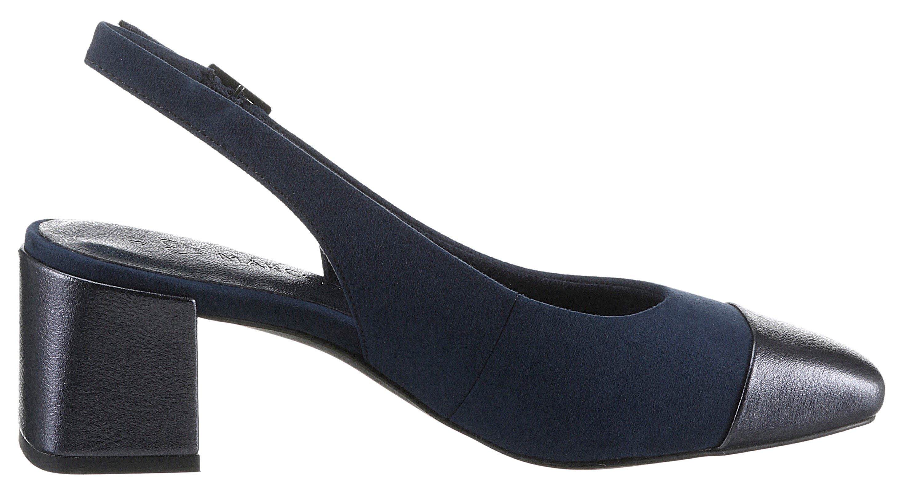 Marco Tozzi Slingback pumps , avondschoen, zomerschoen, blokhak, in modieuze vierkante vorm