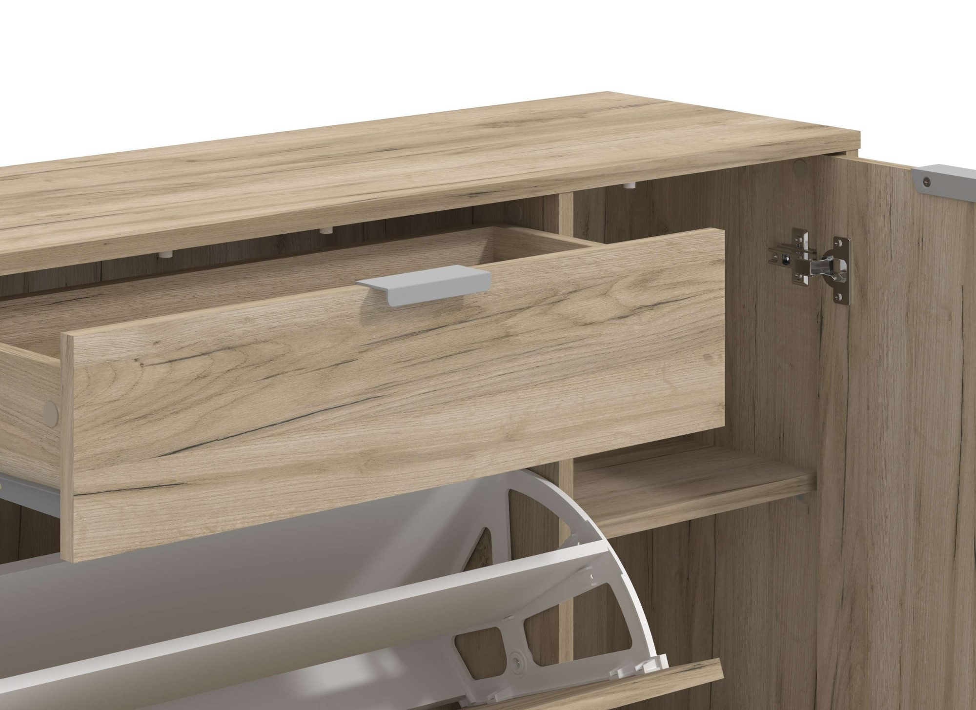 INOSIGN Schoenenkast Arco 2, schoenenkast, schoenenrek, breedte 102 cm 2 kleppen met dubbele schoenrollen, met lade, in moderne kleuren