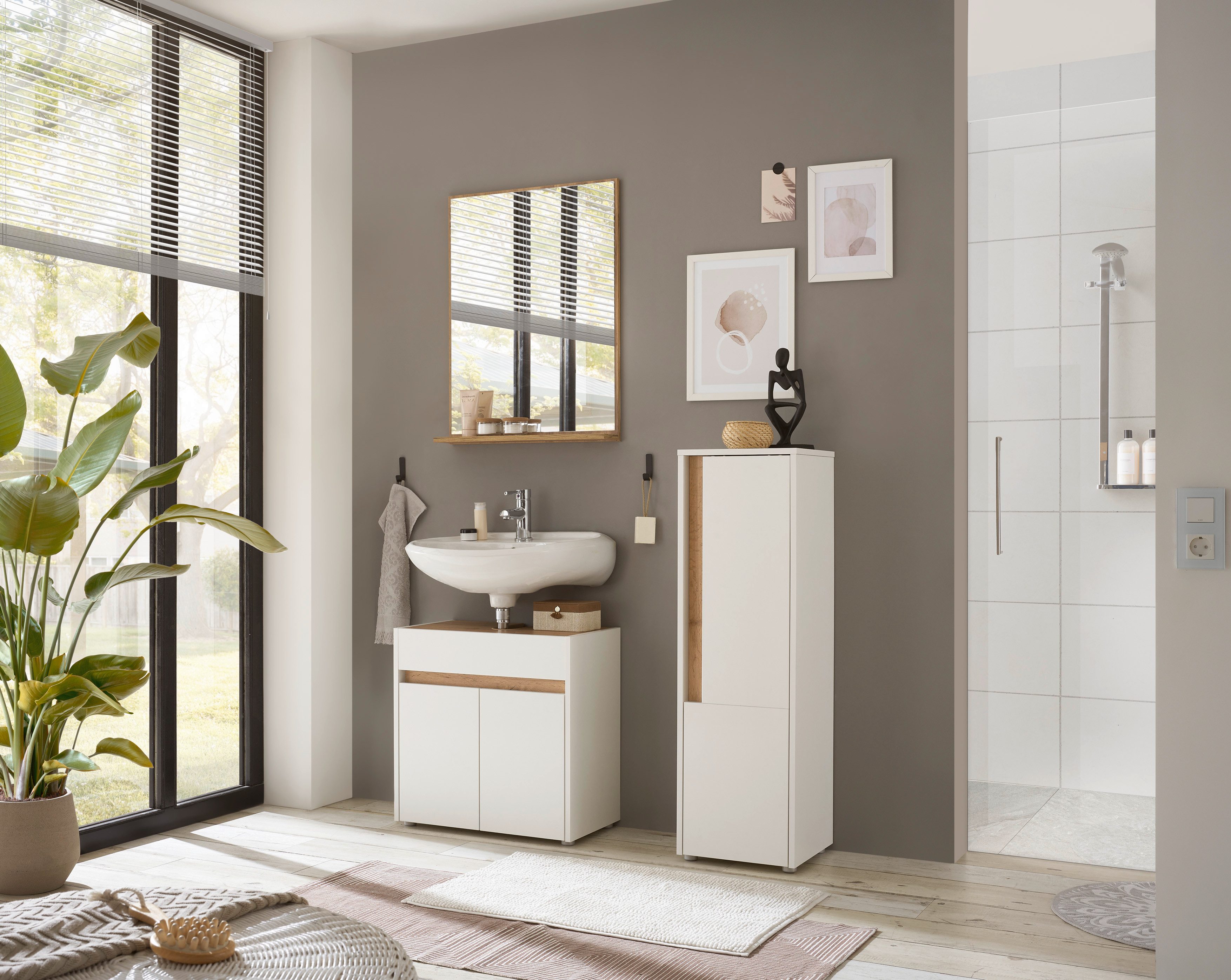 INOSIGN Badmeubelset CITY/ GIRON, badkamer in tijdloos ontwerp, 3-delige badkamer Badkasten en spiegels, in twee kleuren beschikbaar, veel opbergruimte (set, 3 stuks)