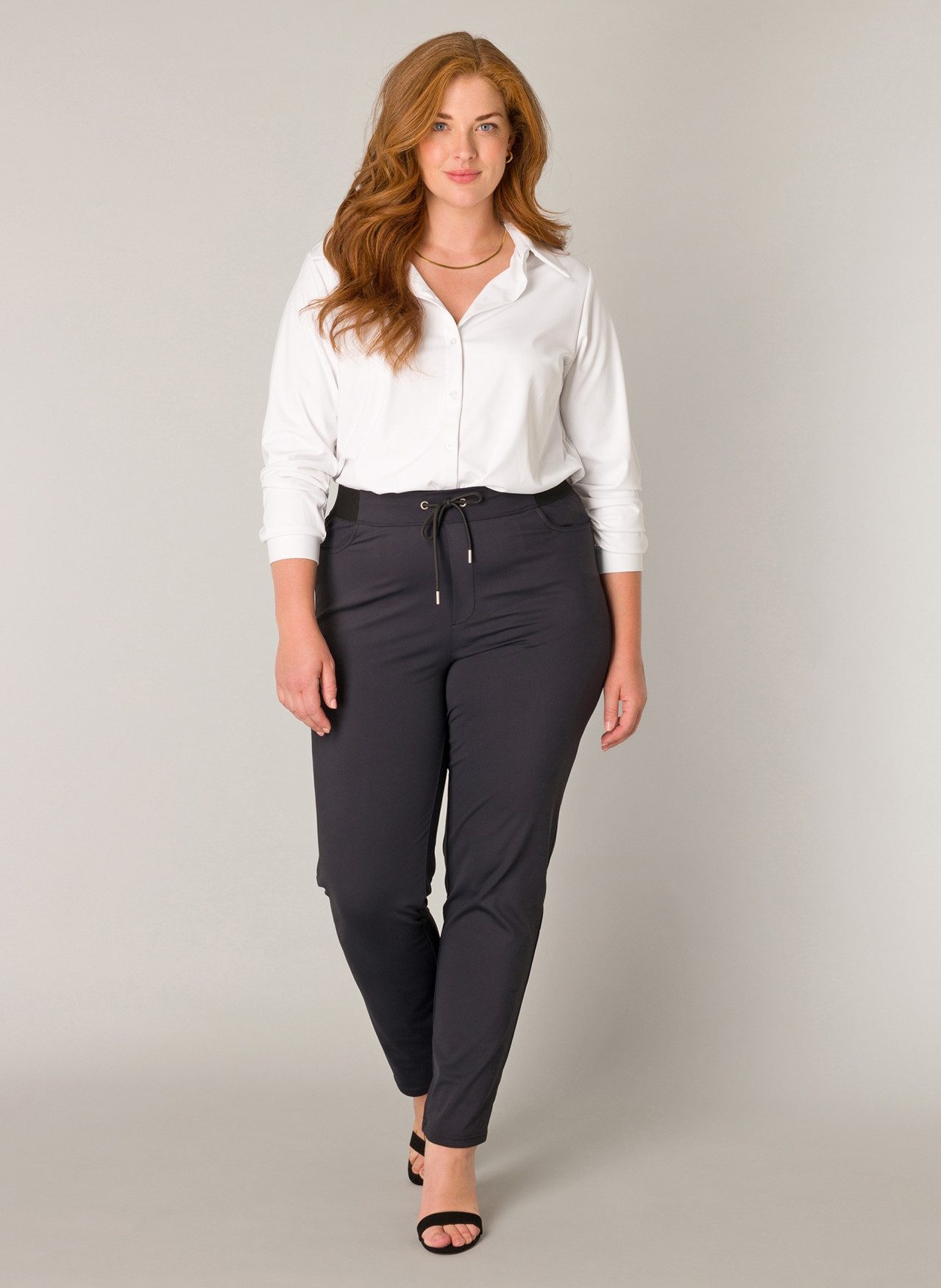 Base Level Curvy Stoffen broek Liana met stretch en koord, in jeggings-stijl